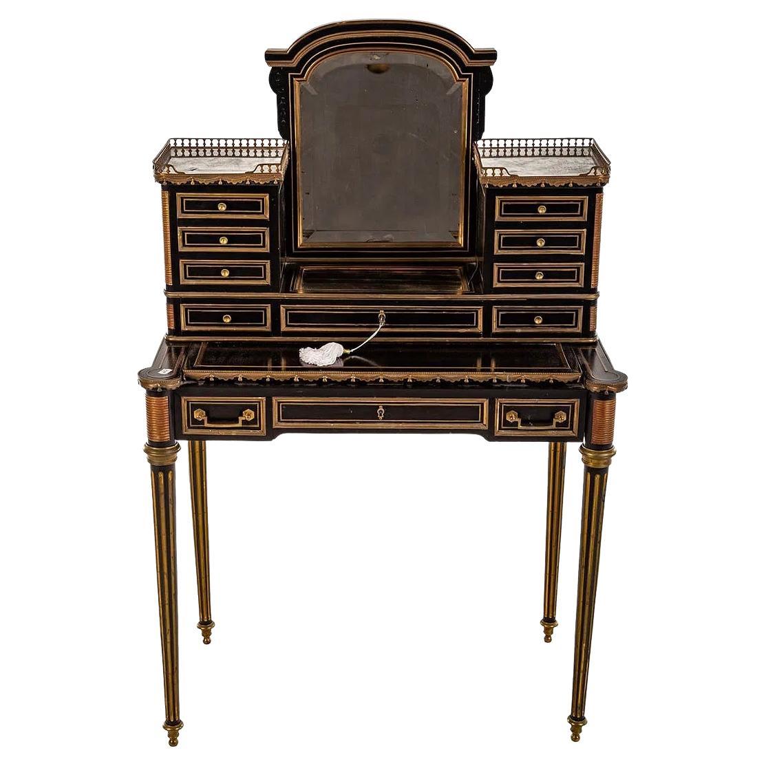Mid 20th Century Maison Jansen Ebonized French Writing Desk With Mirror en vente