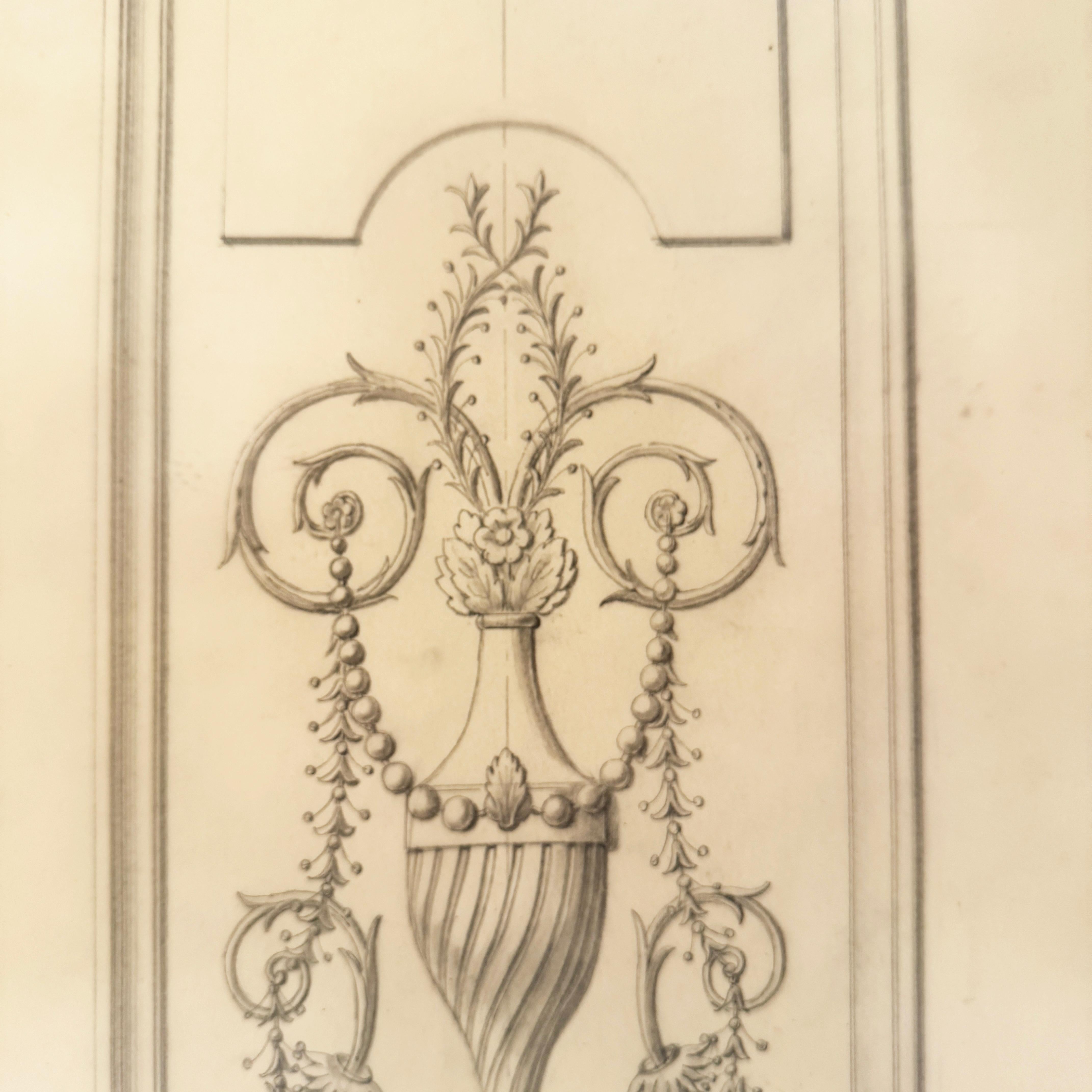 French Mid-20th Century Maison Jansen Original Architectural Drawing For Sale