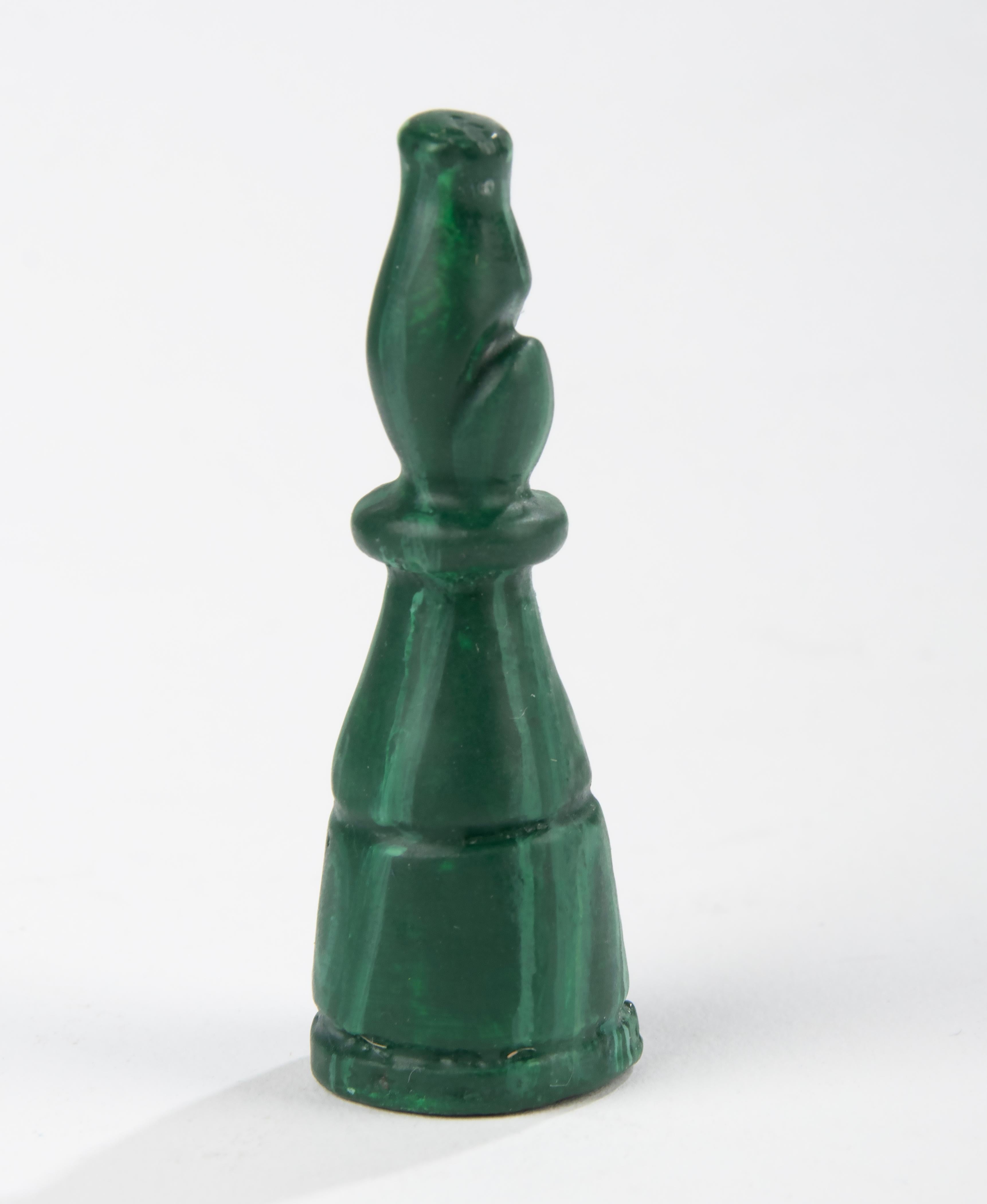 Mid 20th Century Malachite and Marble Chessboard Wit Pieces 11