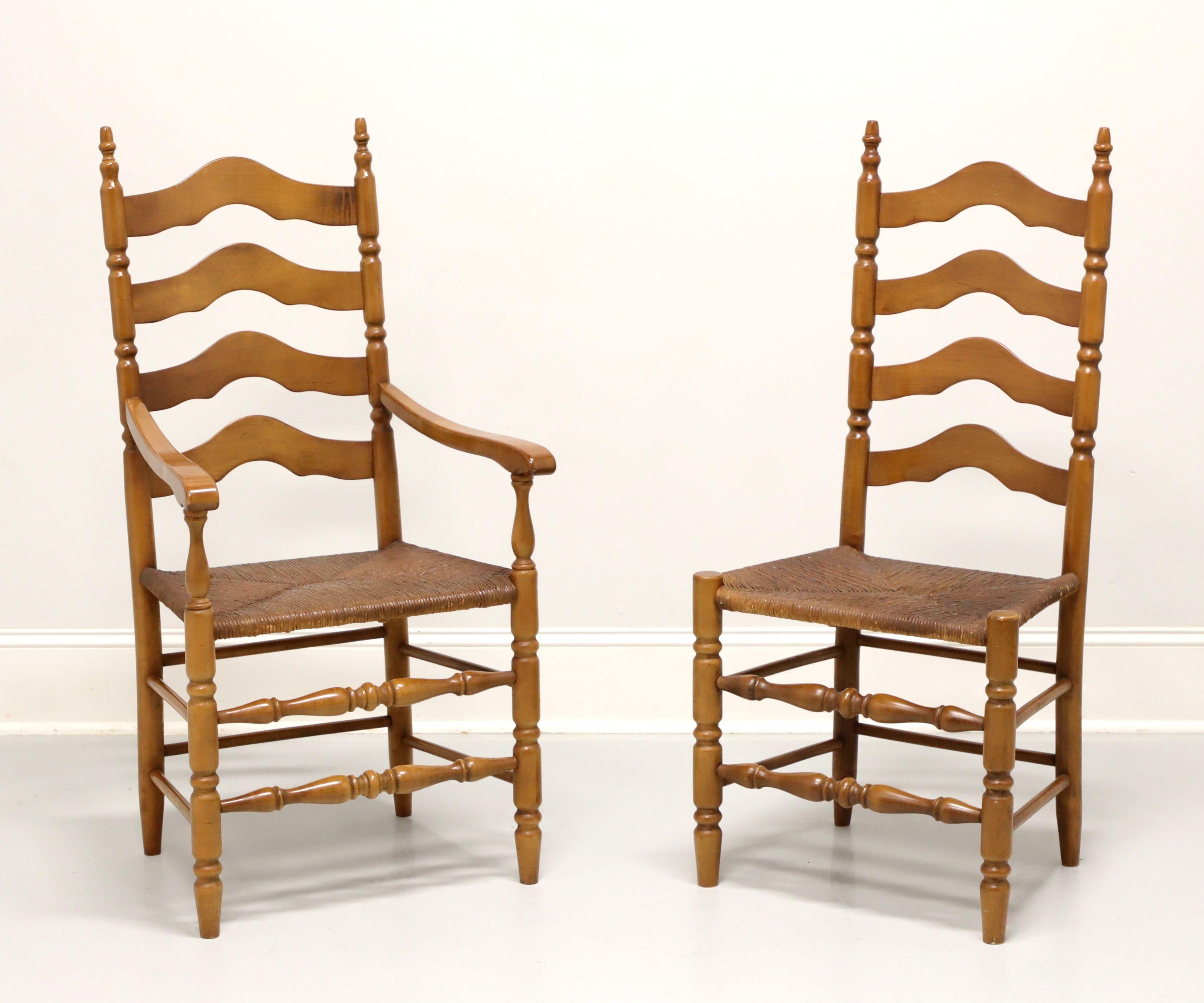 Mid 20th Century Maple Farmhouse Ladder Back Armchair and Side Chair - Pair For Sale 2