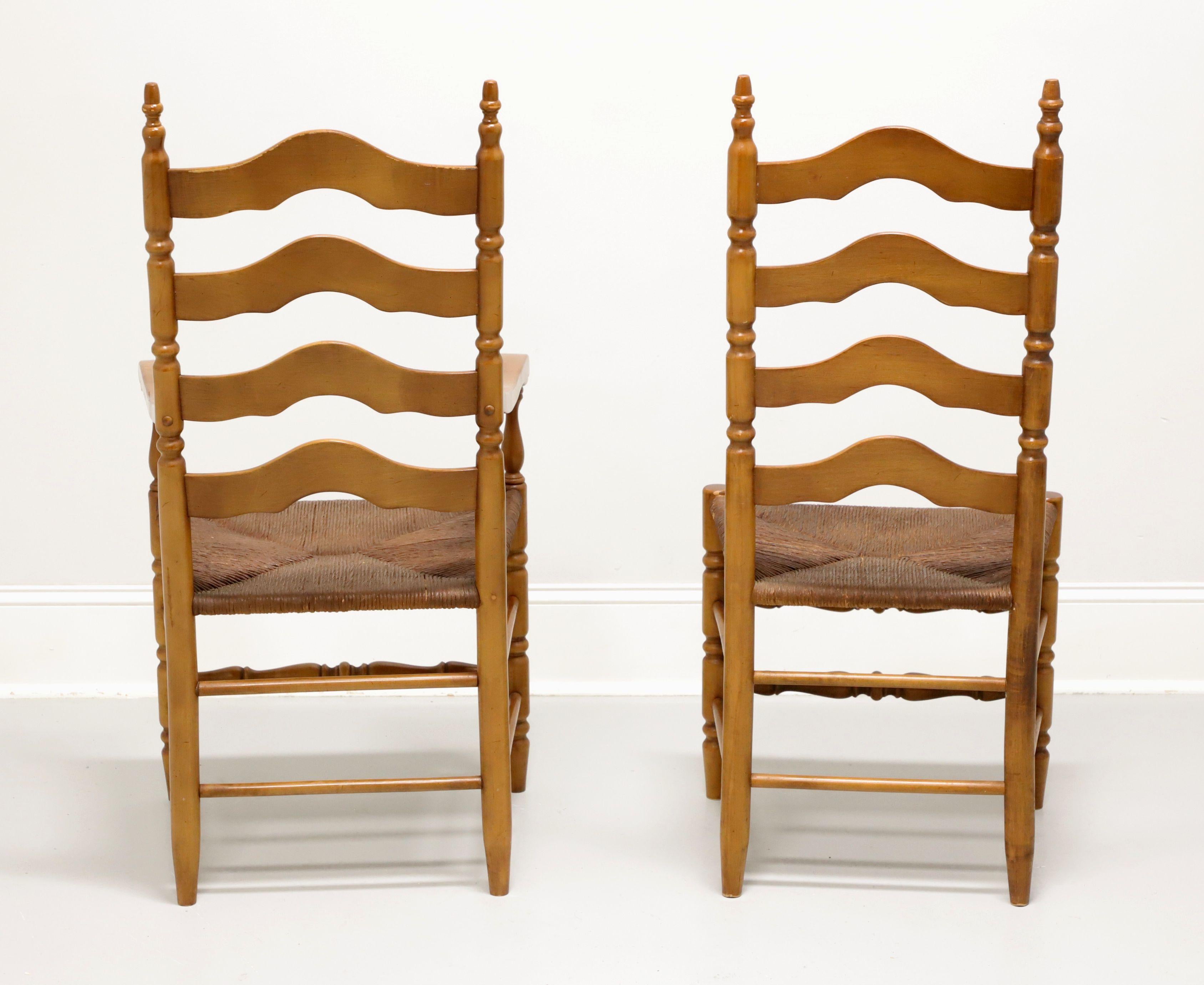 Rustic Mid 20th Century Maple Farmhouse Ladder Back Armchair and Side Chair - Pair For Sale