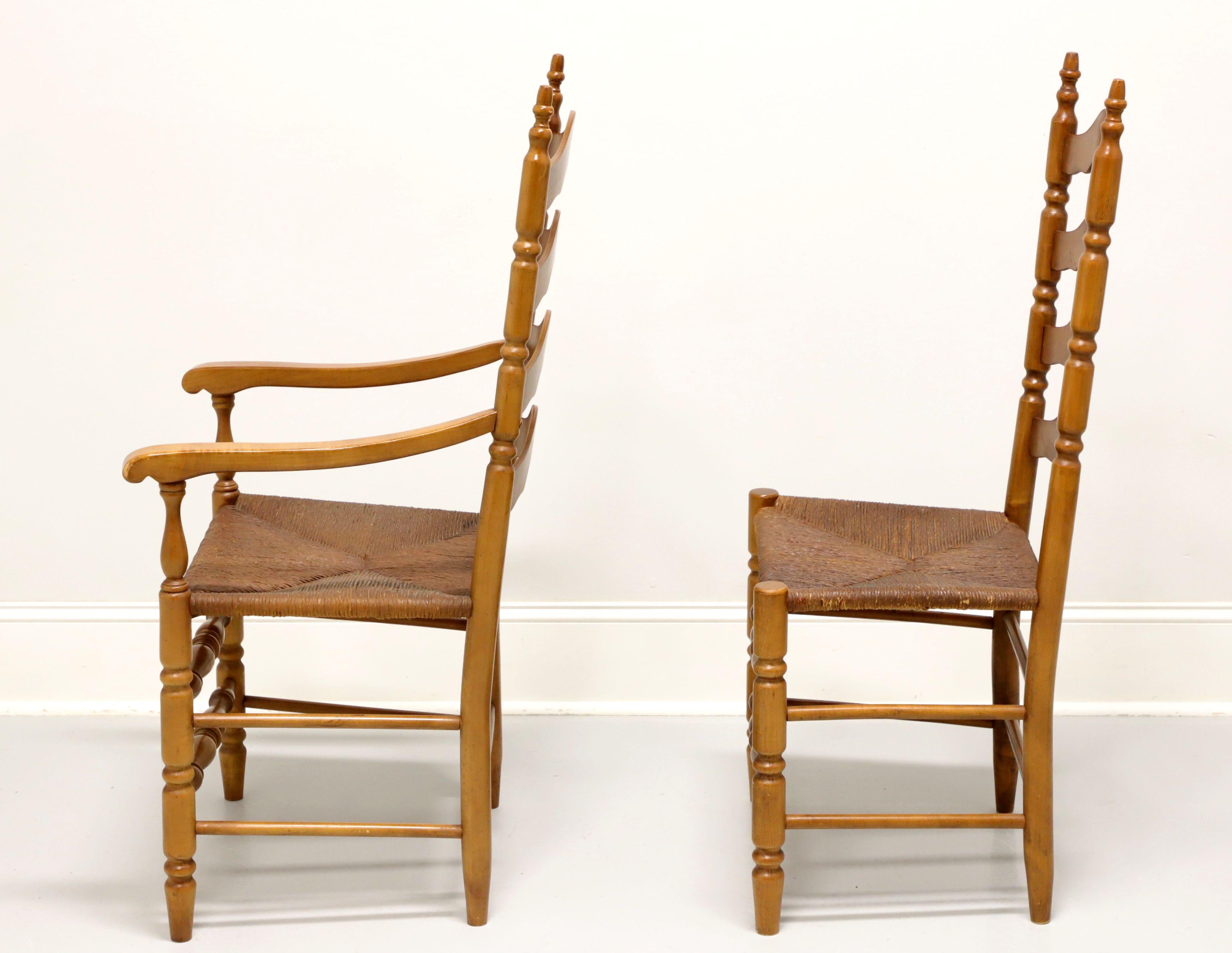 American Mid 20th Century Maple Farmhouse Ladder Back Armchair and Side Chair - Pair For Sale