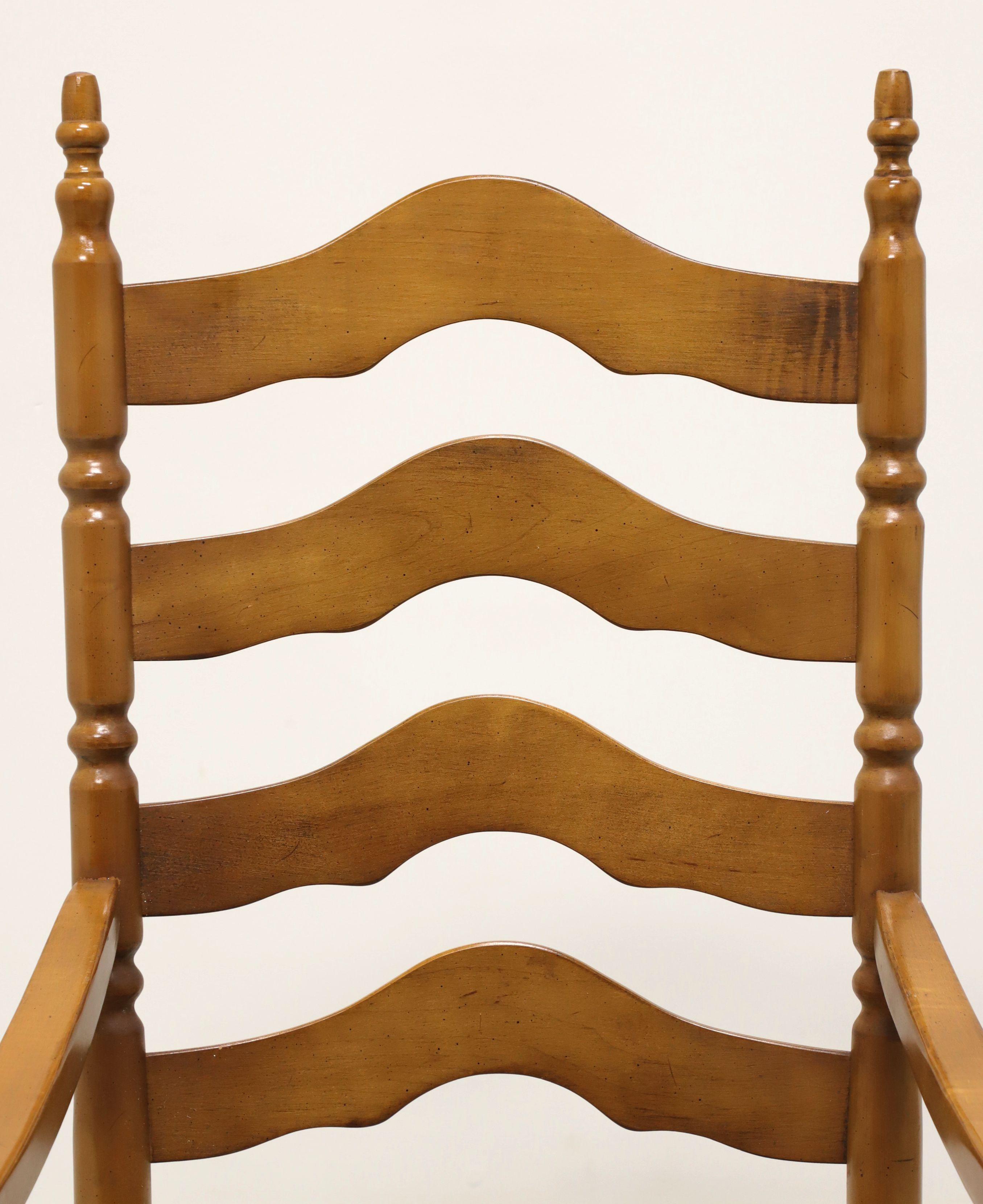 Mid 20th Century Maple Farmhouse Ladder Back Armchair and Side Chair - Pair In Good Condition For Sale In Charlotte, NC