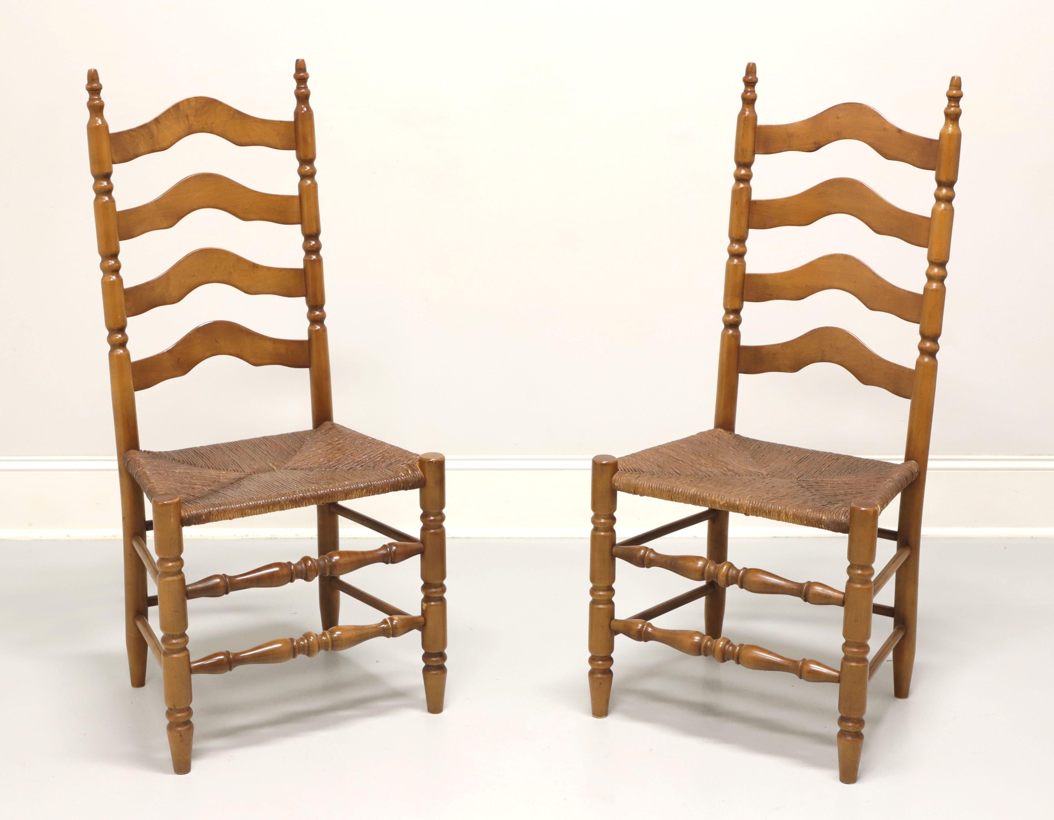 Mid 20th Century Maple Farmhouse Ladder Back Dining Side Chairs - Pair For Sale 5