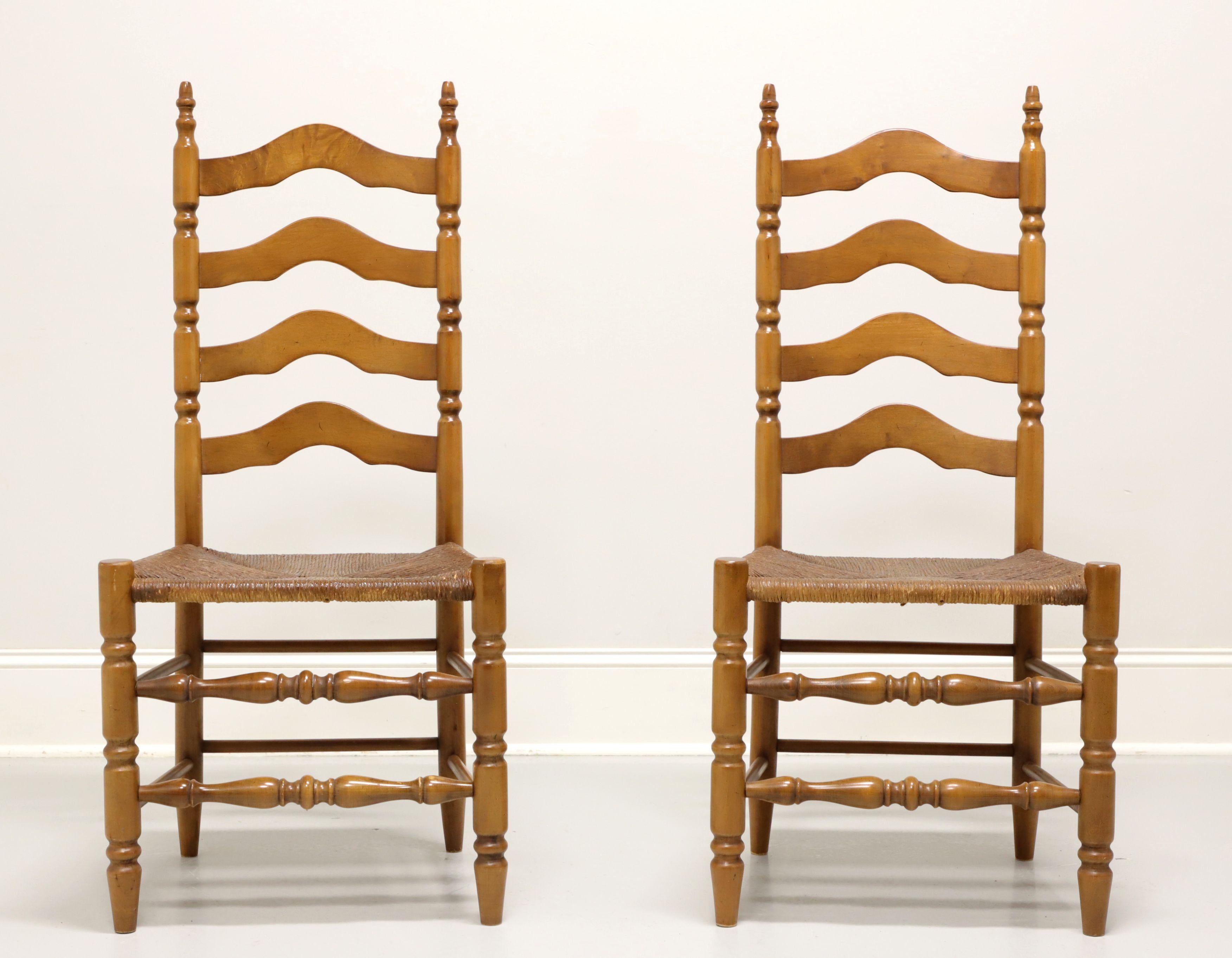 Rustic Mid 20th Century Maple Farmhouse Ladder Back Dining Side Chairs - Pair For Sale