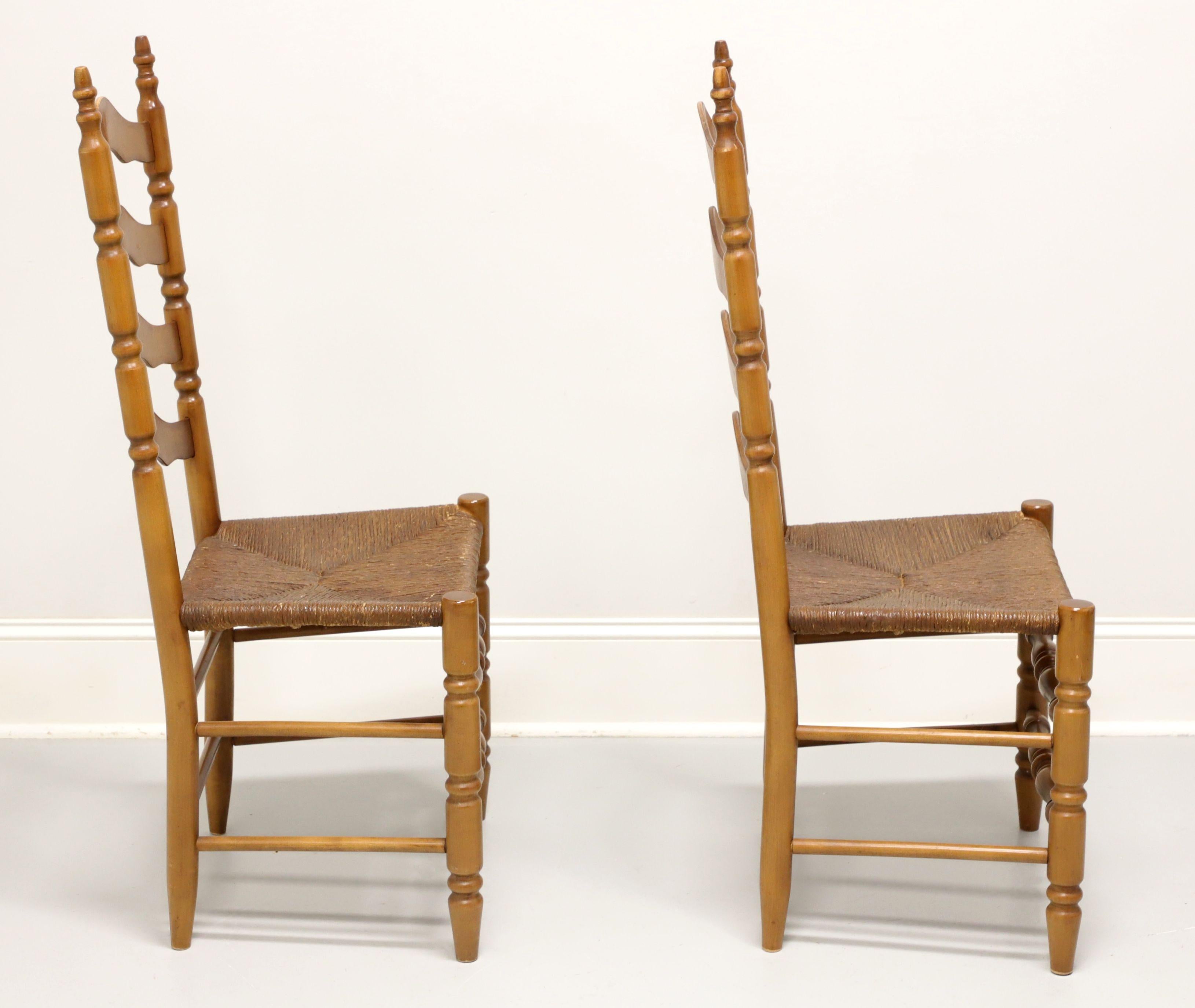 American Mid 20th Century Maple Farmhouse Ladder Back Dining Side Chairs - Pair For Sale