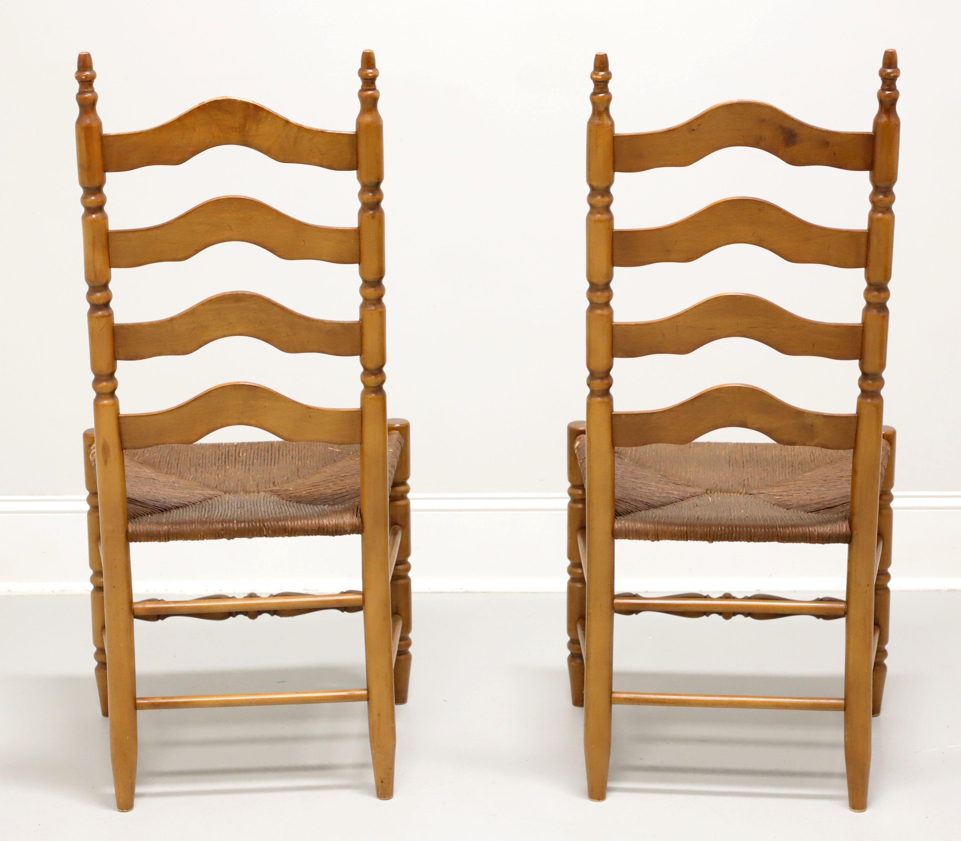 Mid 20th Century Maple Farmhouse Ladder Back Dining Side Chairs - Pair In Good Condition For Sale In Charlotte, NC