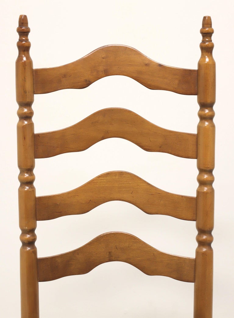 Mid 20th Century Maple Farmhouse Ladder Back Dining Side Chairs Pair For Sale at 1stDibs