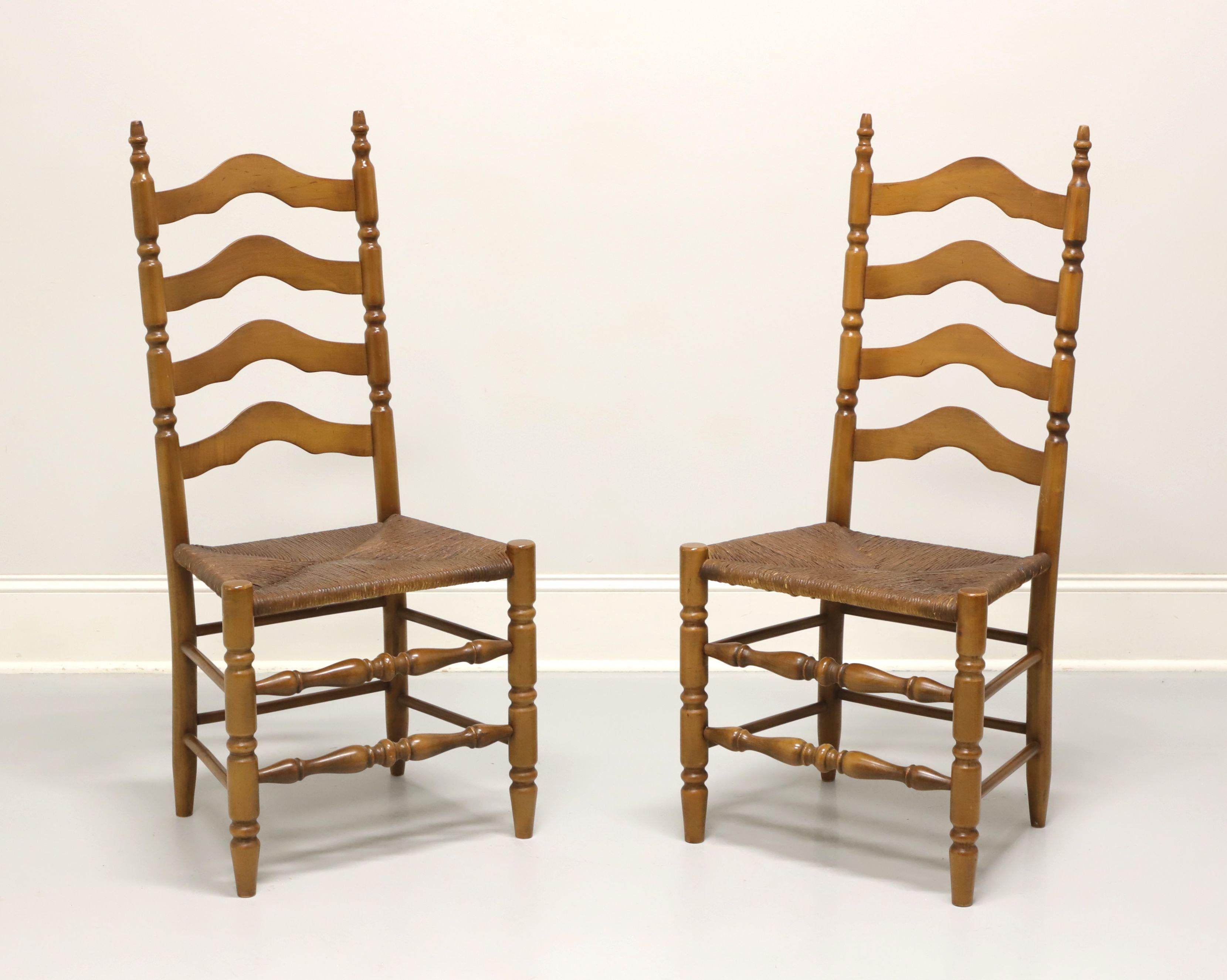 Mid 20th Century Maple Farmhouse Ladder Back Dining Side Chairs - Pair B For Sale 3