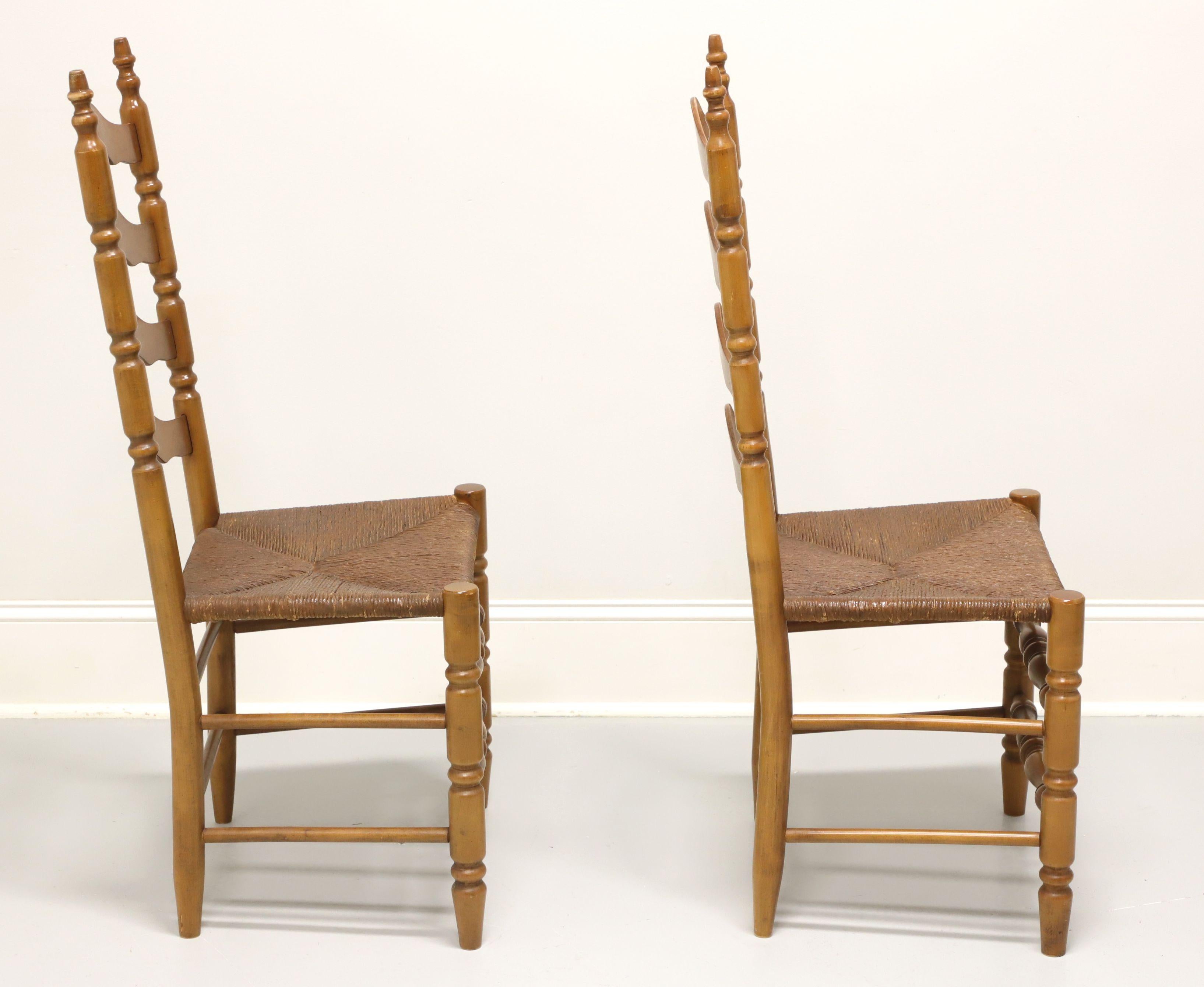 Rustic Mid 20th Century Maple Farmhouse Ladder Back Dining Side Chairs - Pair B For Sale