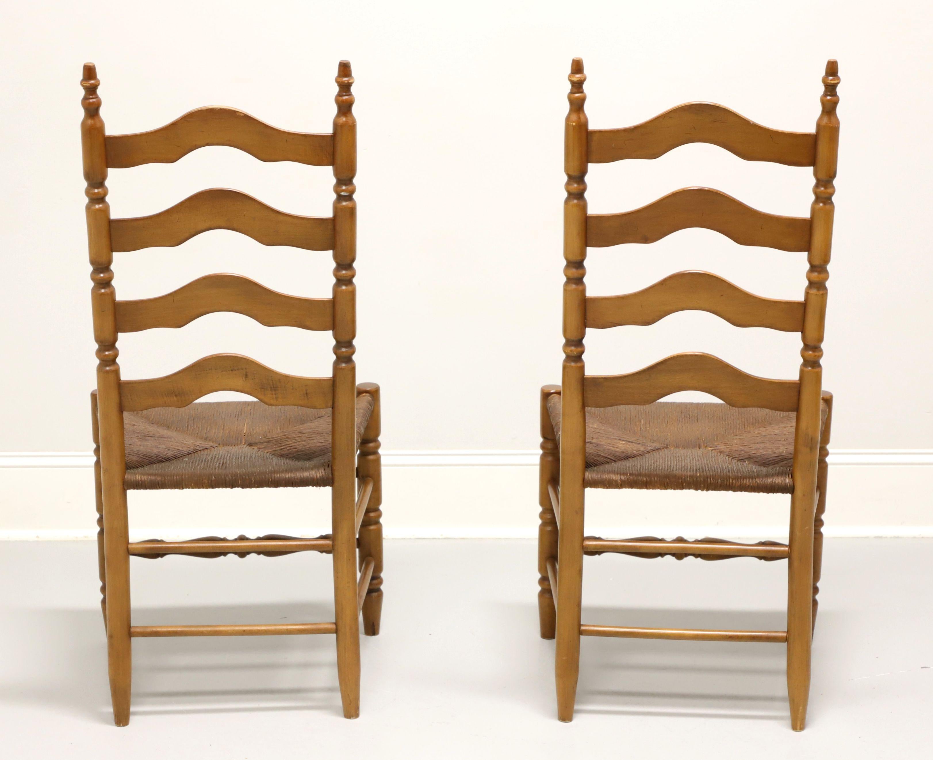 American Mid 20th Century Maple Farmhouse Ladder Back Dining Side Chairs - Pair B For Sale