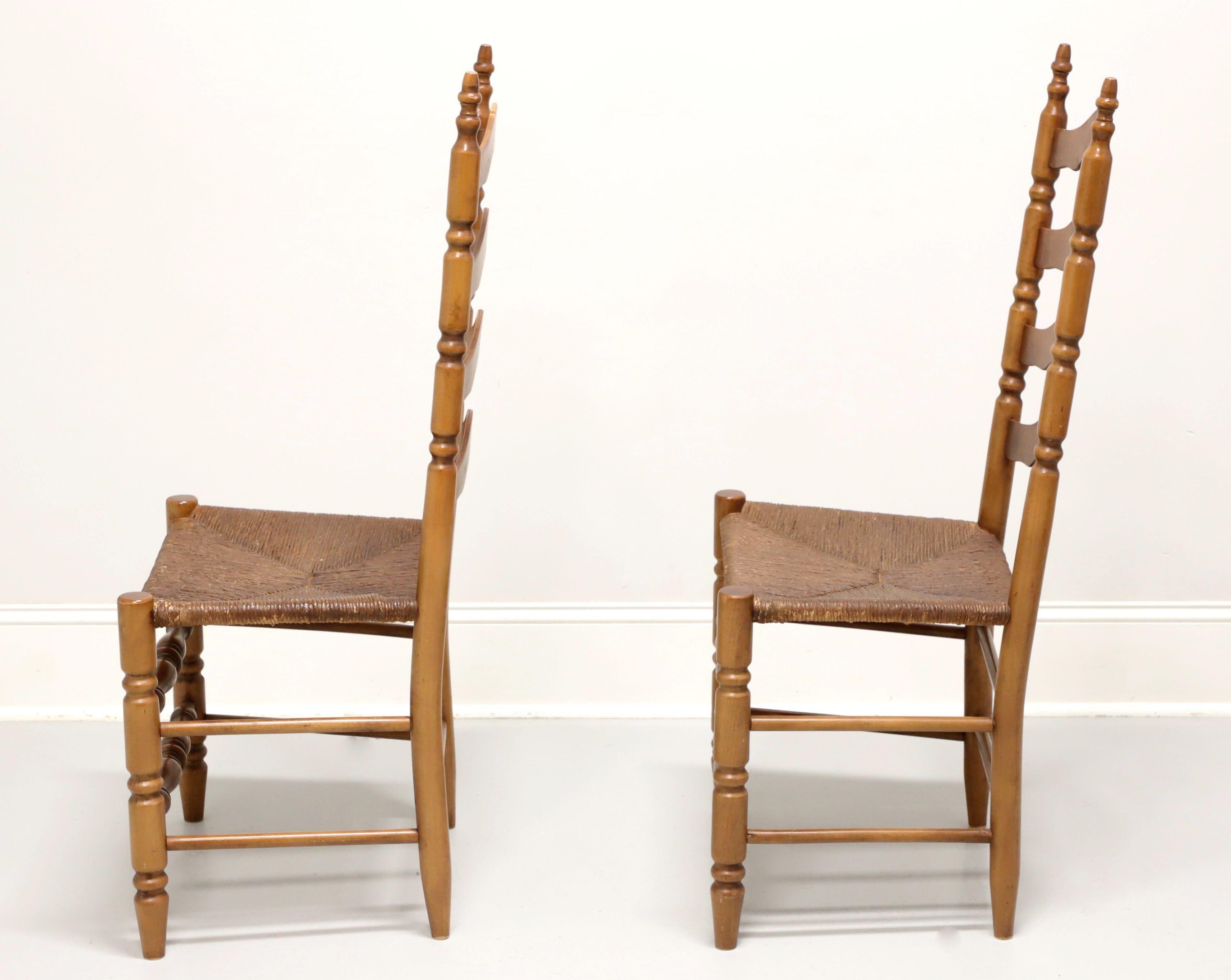 Mid 20th Century Maple Farmhouse Ladder Back Dining Side Chairs - Pair B In Good Condition For Sale In Charlotte, NC