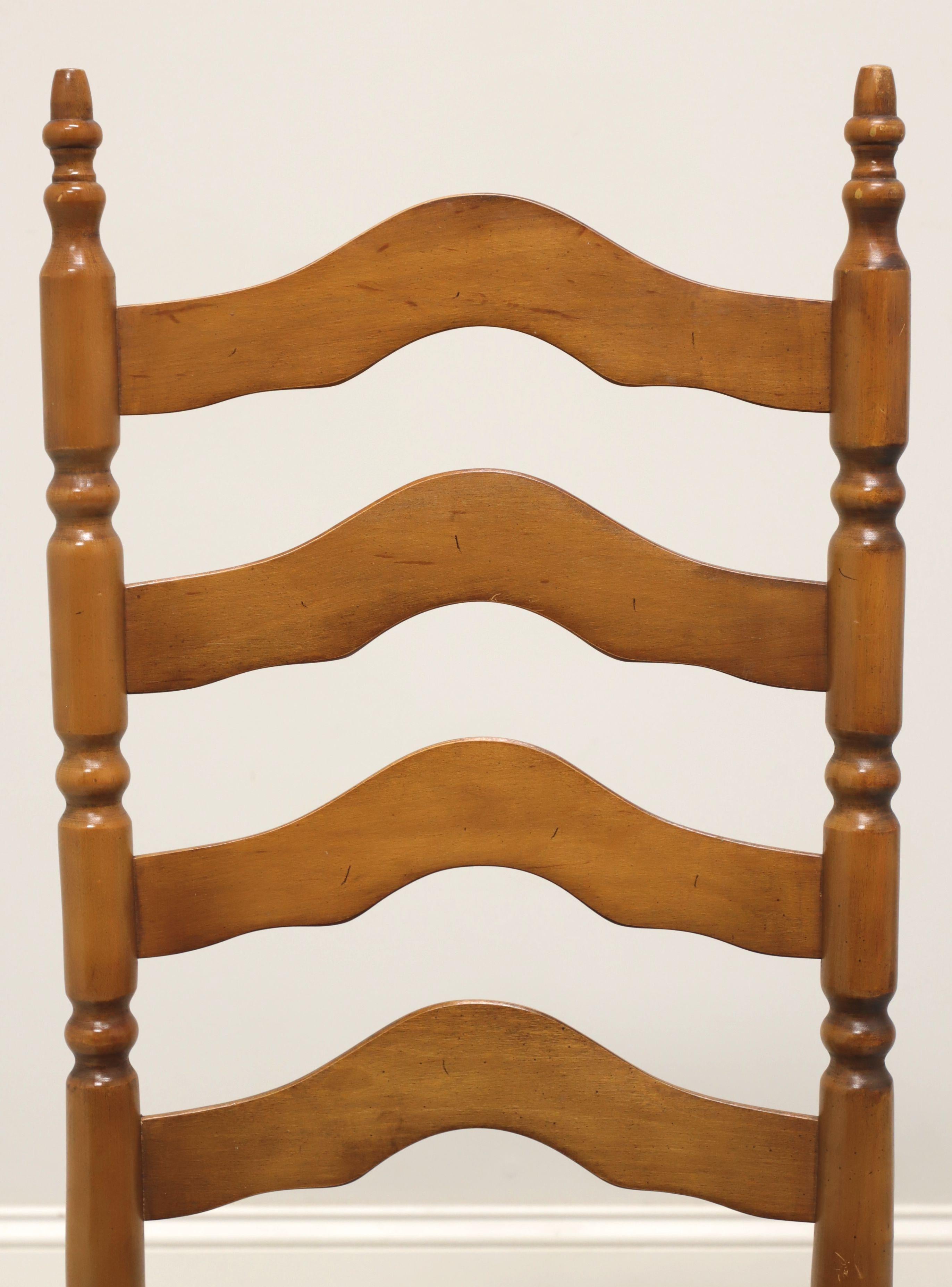 Mid 20th Century Maple Farmhouse Ladder Back Dining Side Chairs - Pair B In Good Condition In Charlotte, NC