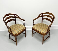 Mid 20th Century Maple French Country Barrel Chairs - Pair