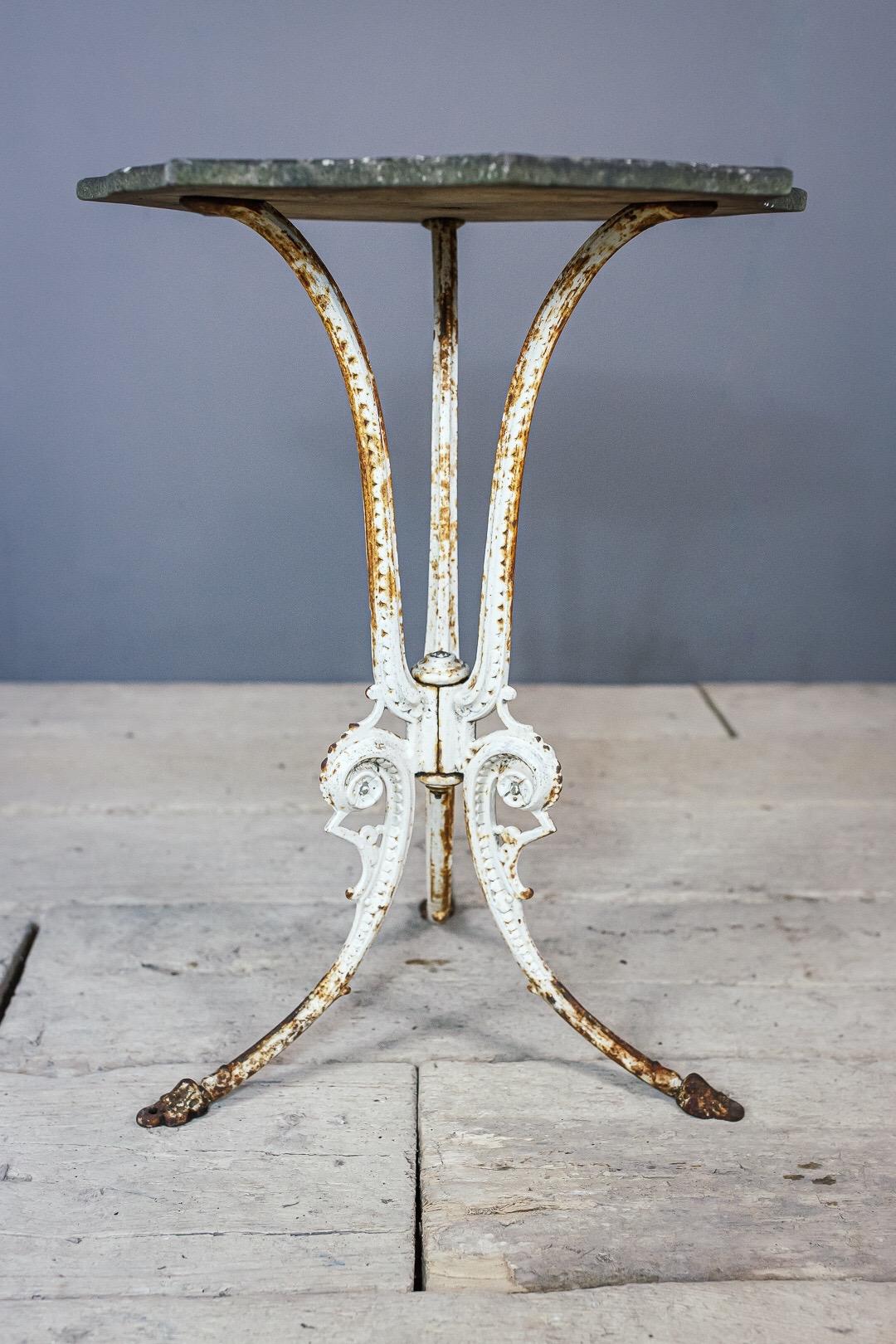 Mid-20th Century Marble and Iron Bistro Table 6