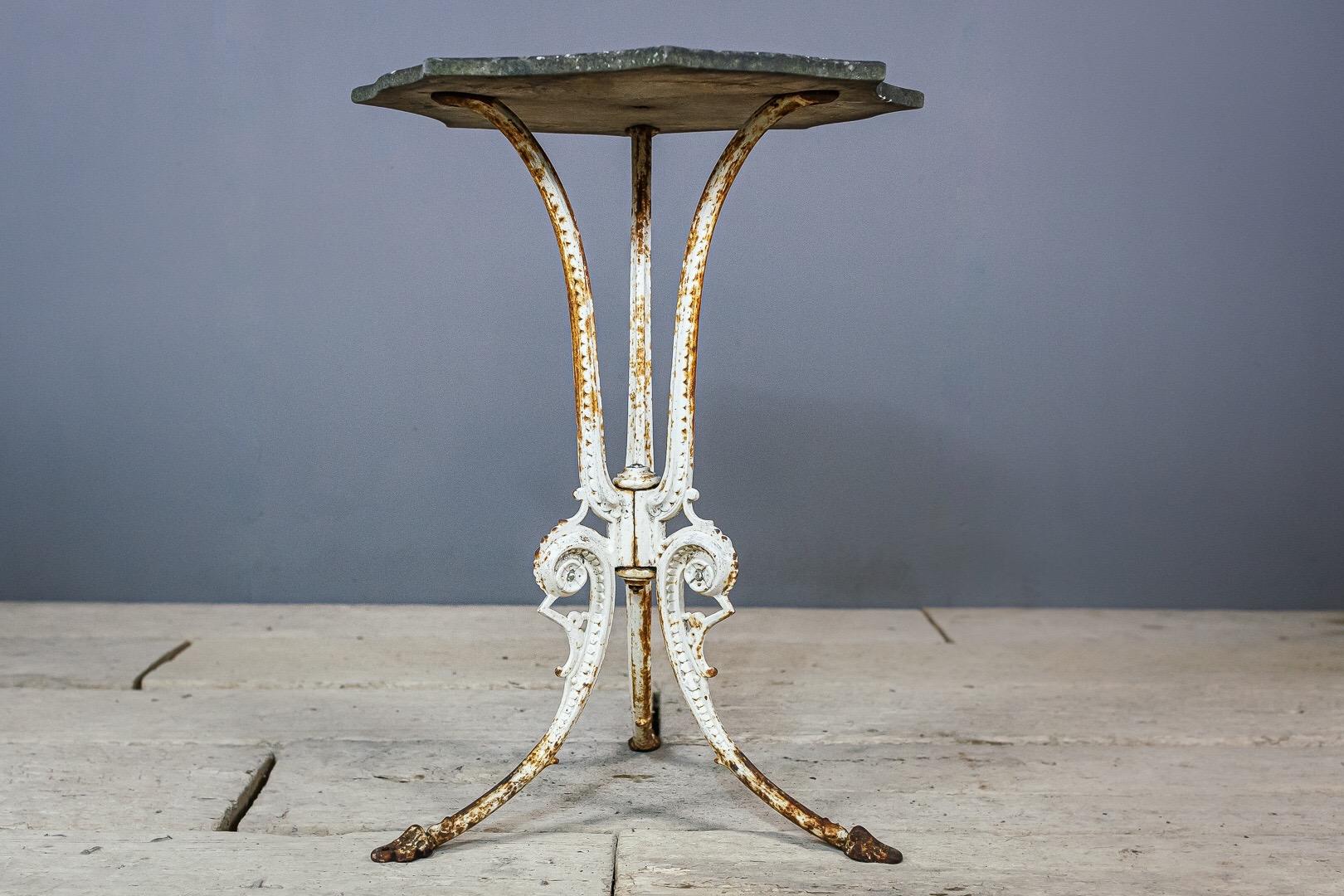 Mid-20th Century Marble and Iron Bistro Table 8