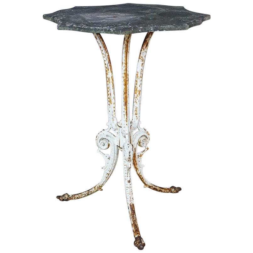 Mid-20th Century Marble and Iron Bistro Table