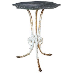 Retro Mid-20th Century Marble and Iron Bistro Table
