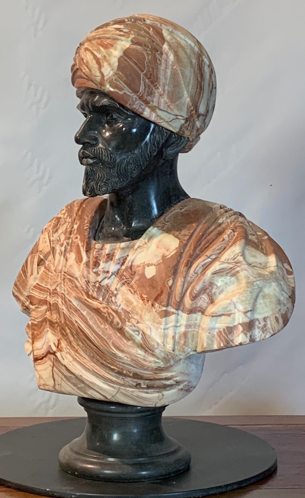 Unknown Mid-20th Century Marble Bust of an Arab Sheikh
