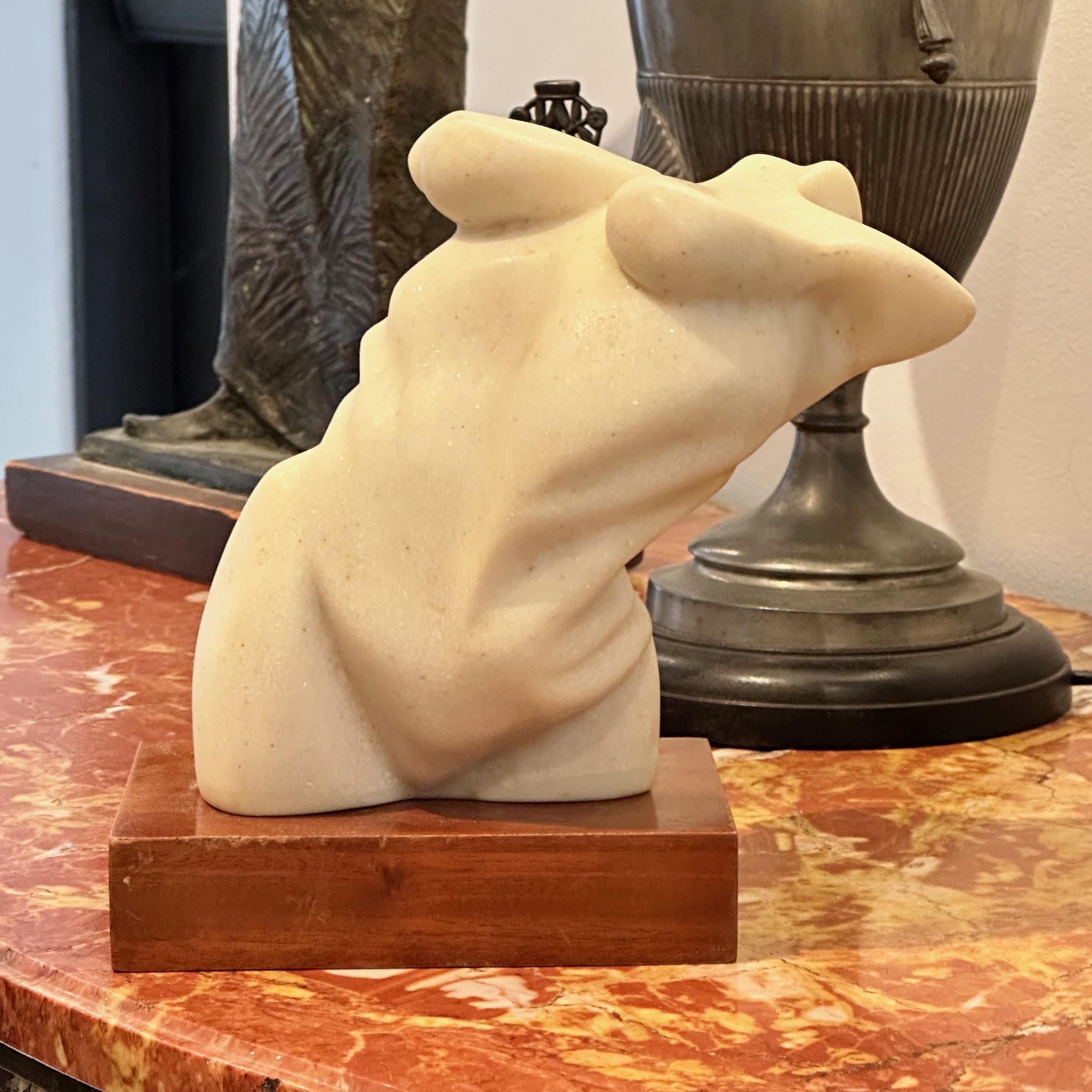 Mid 20th Century Marble Sculpture on Wood Base In Good Condition For Sale In Charlottesville, VA