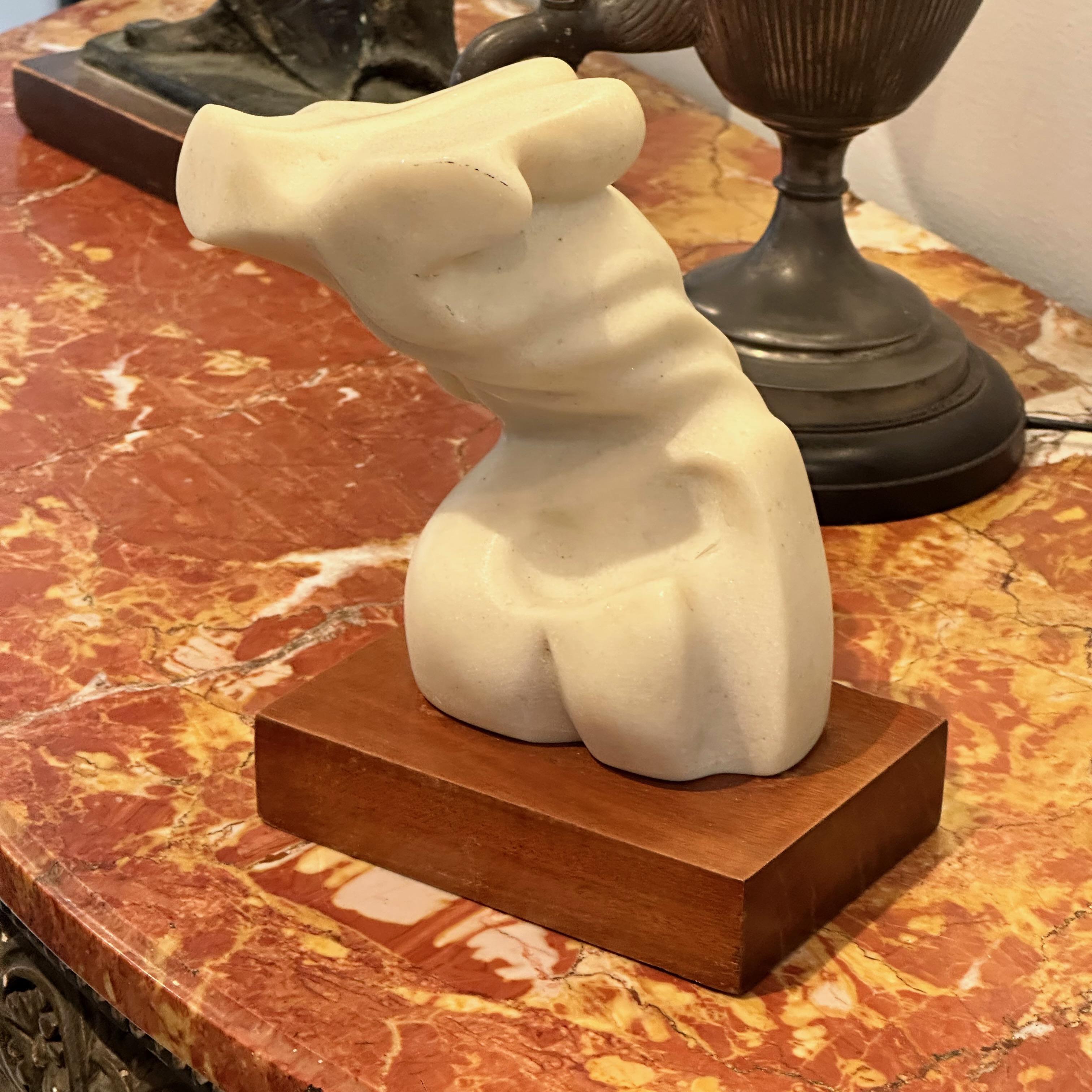 Mid-20th Century Mid 20th Century Marble Sculpture on Wood Base For Sale