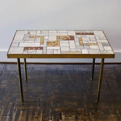 Mid-20th Century Marble Side Table with Gold and Onyx Details by Müller, Germany