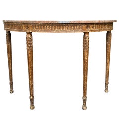 Mid-20th Century Marble Top Demilune Console