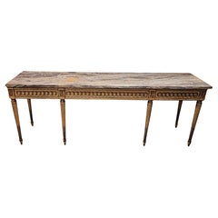 Table console peinte et dorée à plateau de marbre, milieu du 20e siècle