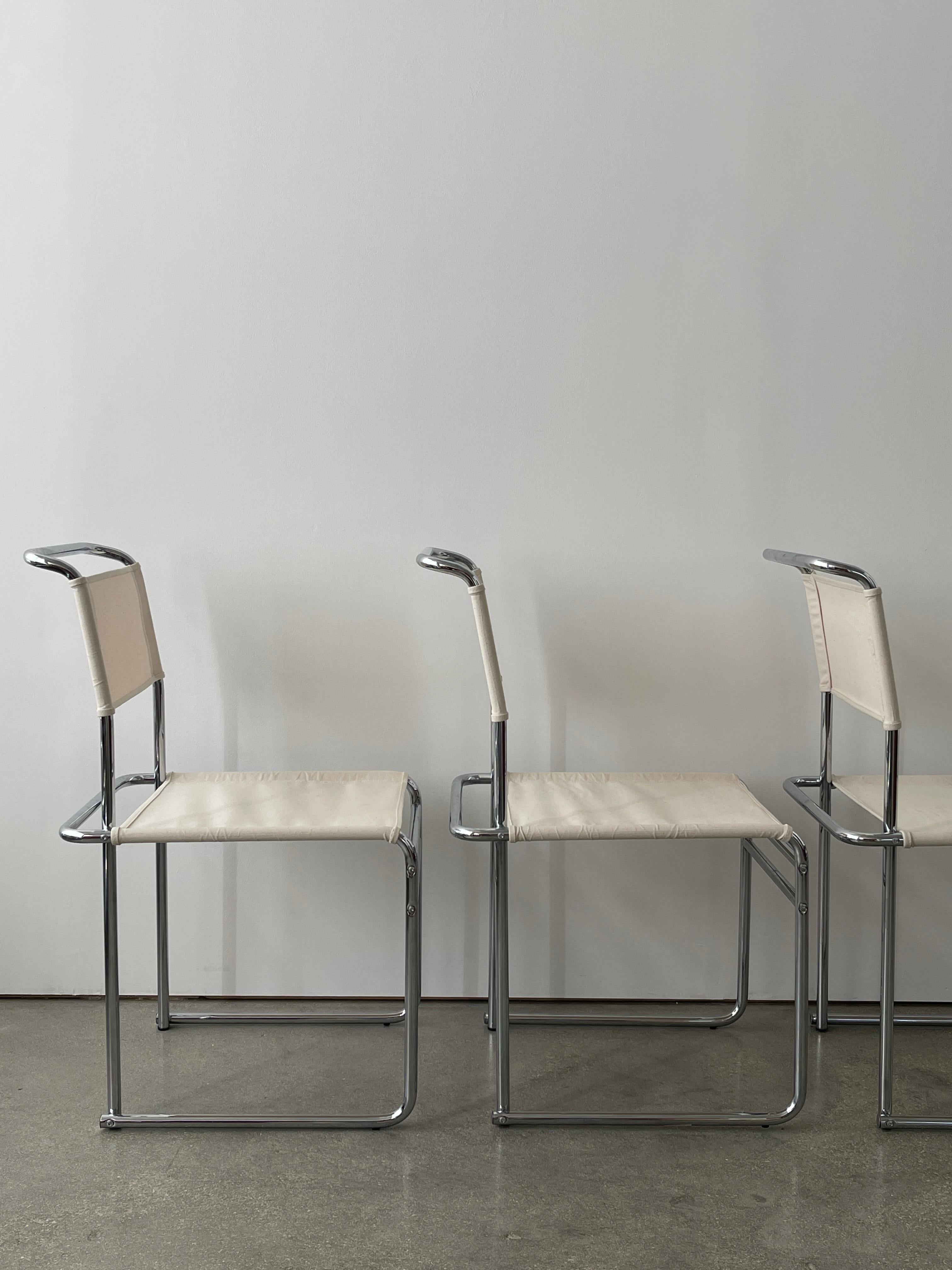 Italian Mid 20th Century Marcel Breuer B5 Chrome and Canvas Chairs