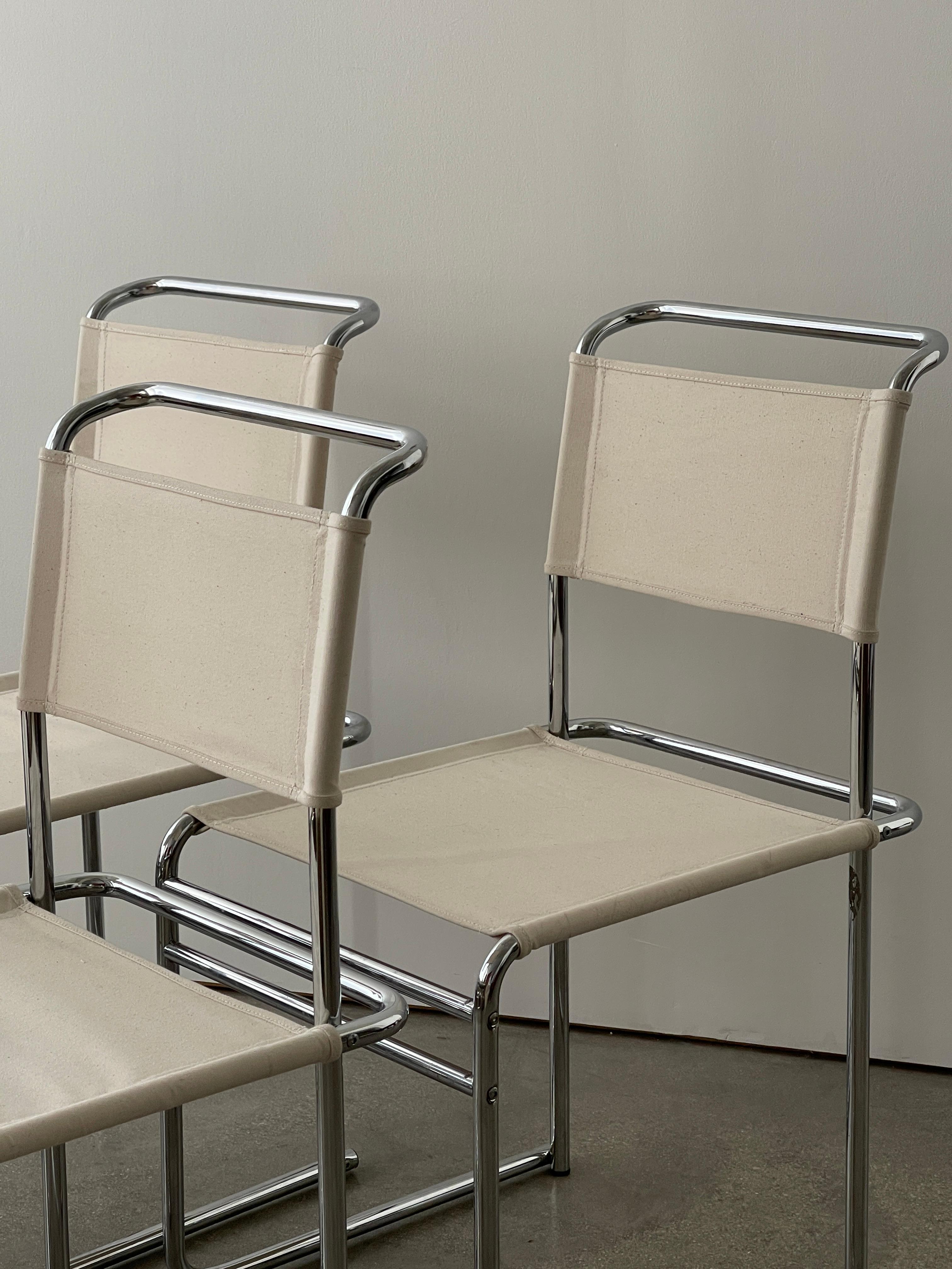 Mid 20th Century Marcel Breuer B5 Chrome and Canvas Chairs In Good Condition In Miami, FL
