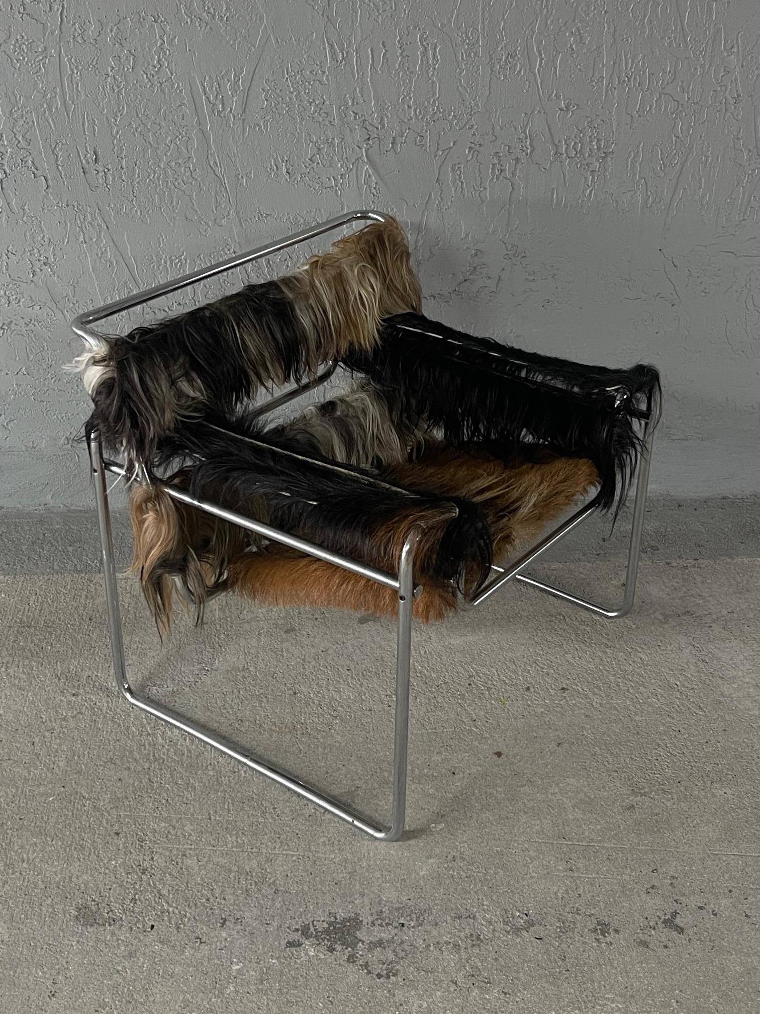 Goatskin Mid 20th Century Marcel Breuer 'Wassily' Lounge Chair by Gavina
