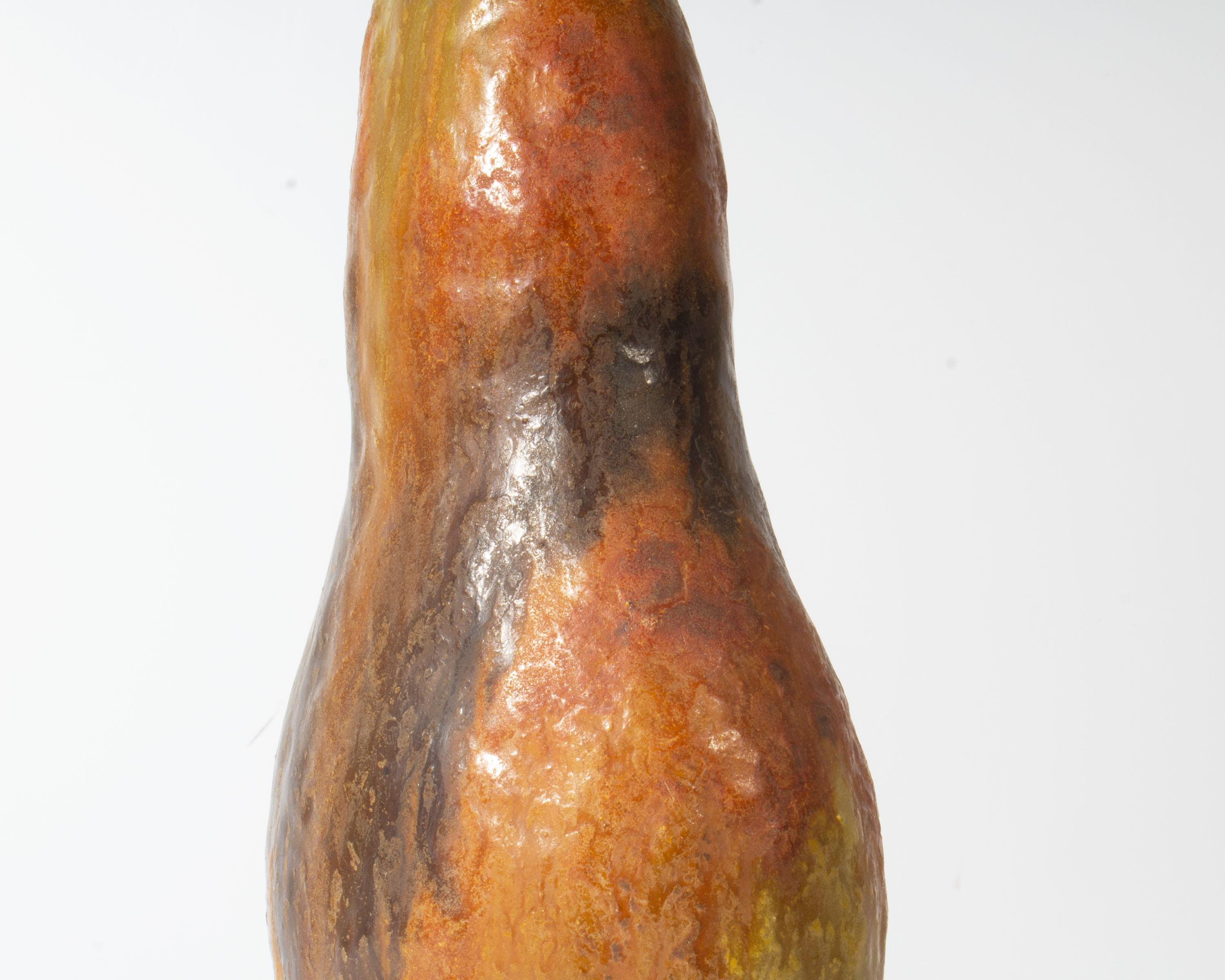 Mitte des 20. Jahrhunderts Marcello Fantoni Raymor Italienisch Orange und Brown Keramik-Vase (Glasiert) im Angebot
