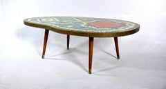 Mid 20th Century Martz Style Mosaic Tile Table Boomerang