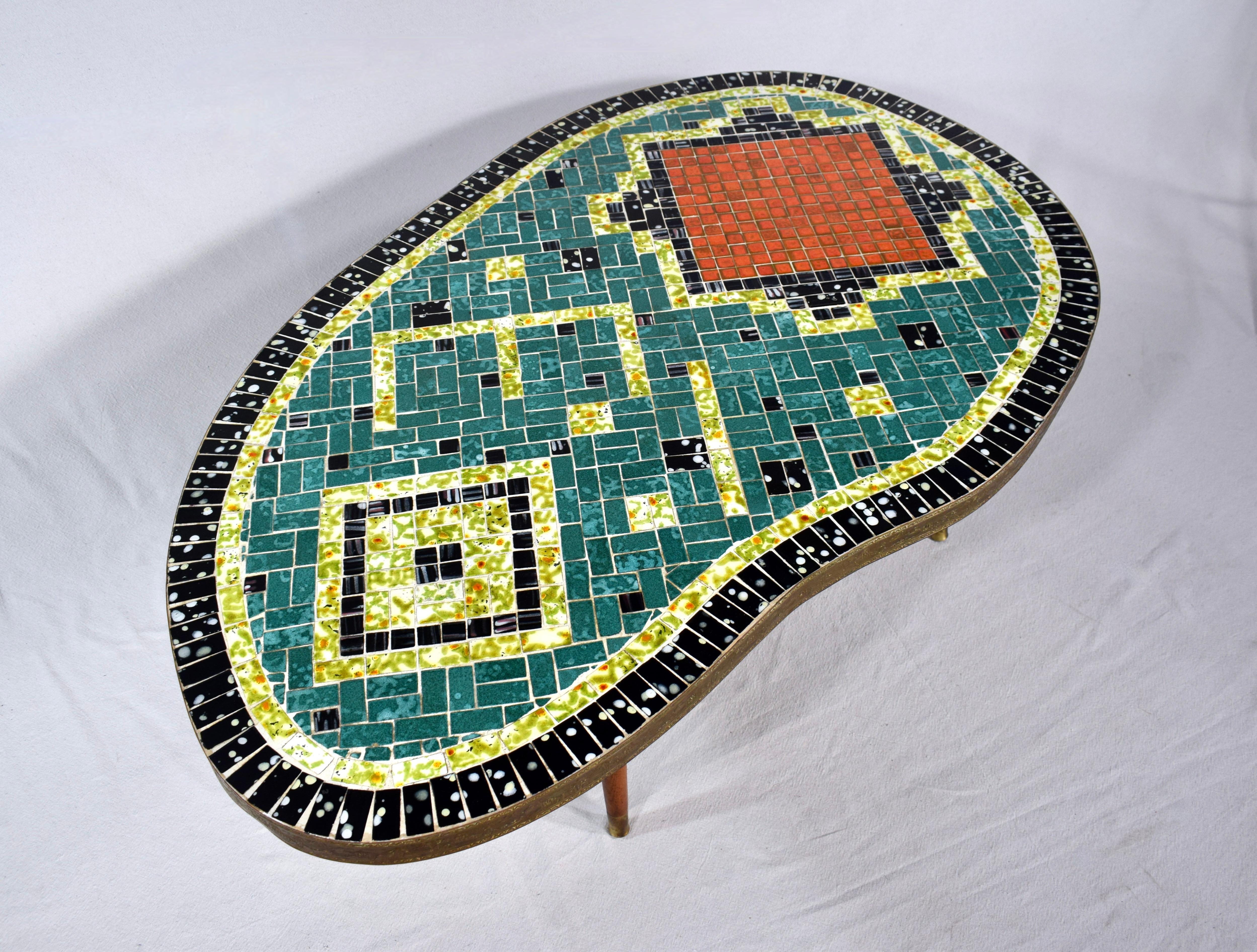 Mid-Century Modern Mid 20th Century Martz Style Mosaic Tile Table Boomerang For Sale