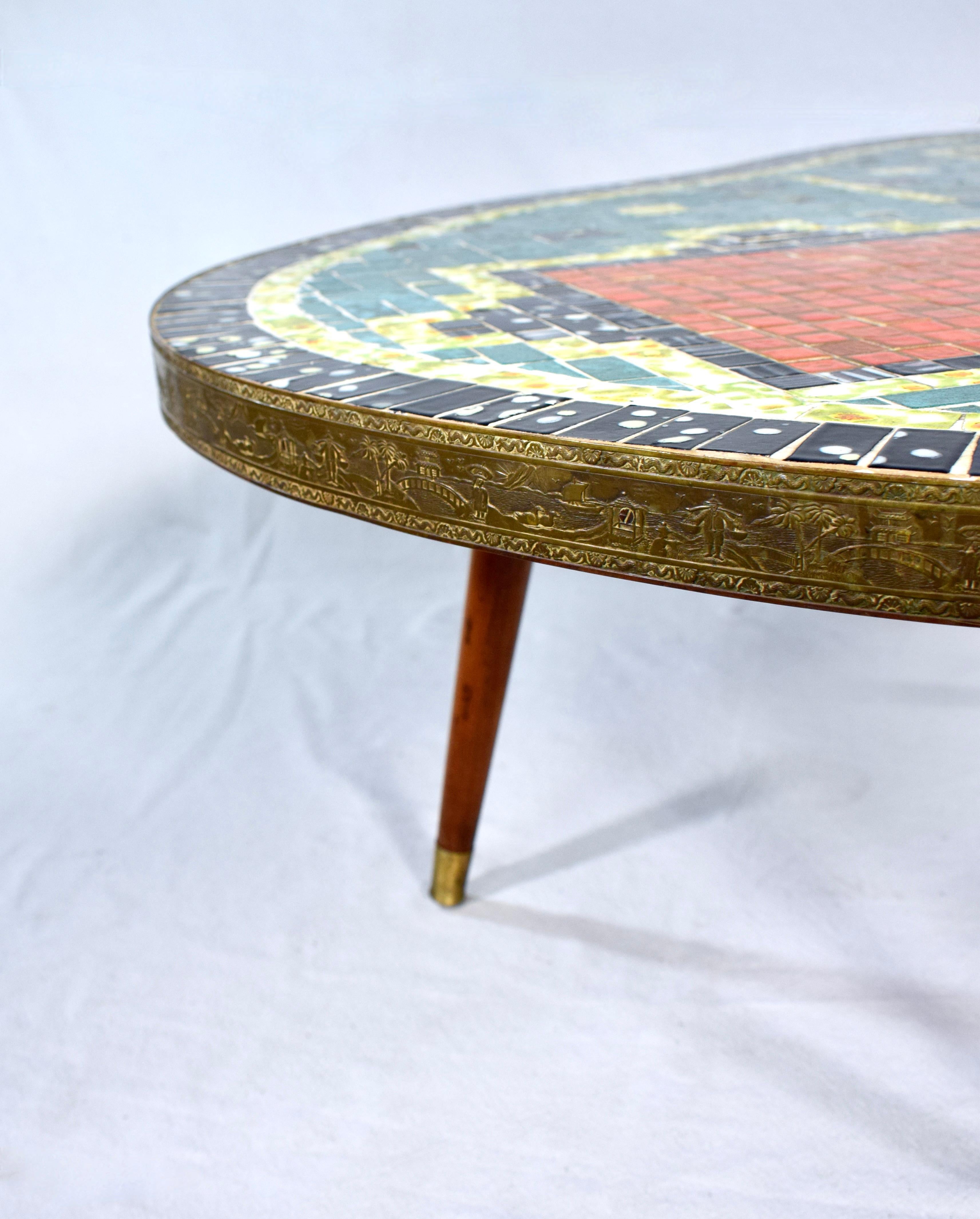 Mid 20th Century Martz Style Mosaic Tile Table Boomerang In Good Condition For Sale In Southampton, NJ