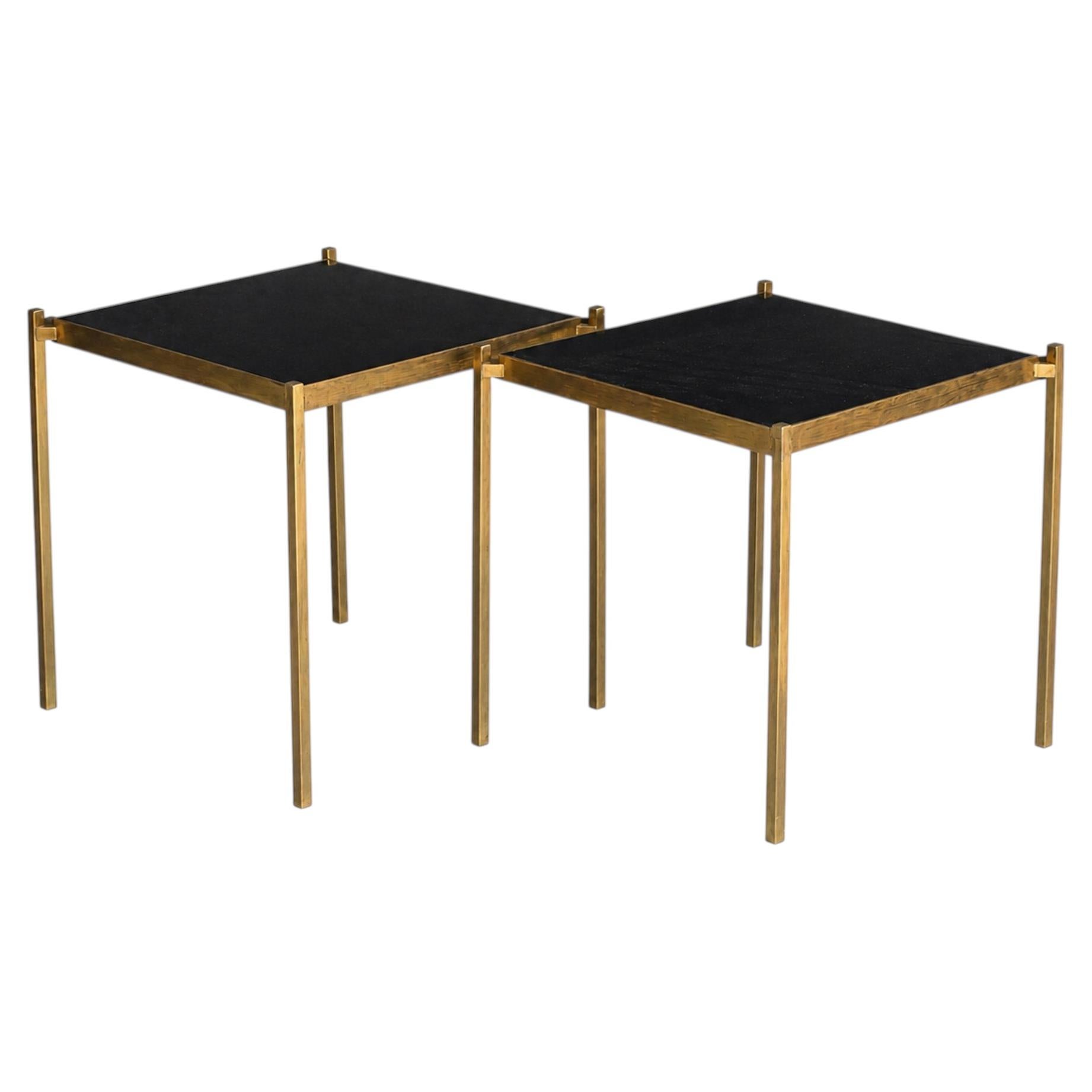 Mid 20th Century matched pair of Italian brass side tables