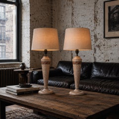 Mid-20th-Century Matched Pair of Maitland Smith Marble Table Lamps