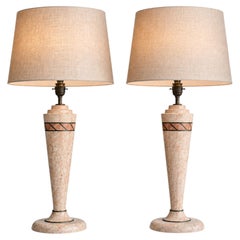 Mid-20th-Century Matched Pair of Maitland Smith Marble Table Lamps