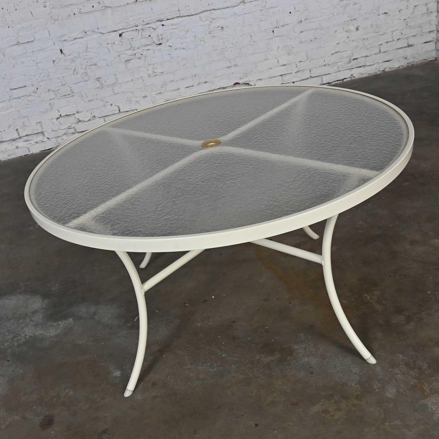 Mid-20th Century MCM Tropitone Outdoor Table w/ Curved Legs & Round Acrylic Top 4