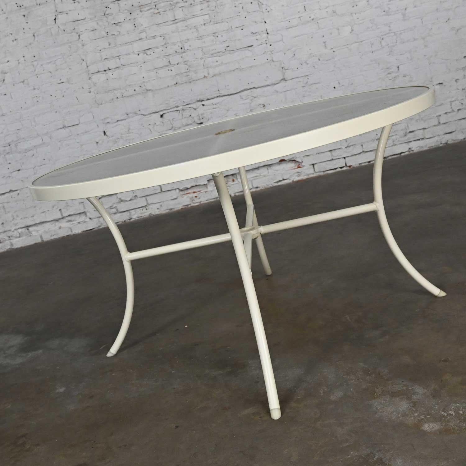 Mid-Century Modern Mid-20th Century MCM Tropitone Outdoor Table w/ Curved Legs & Round Acrylic Top