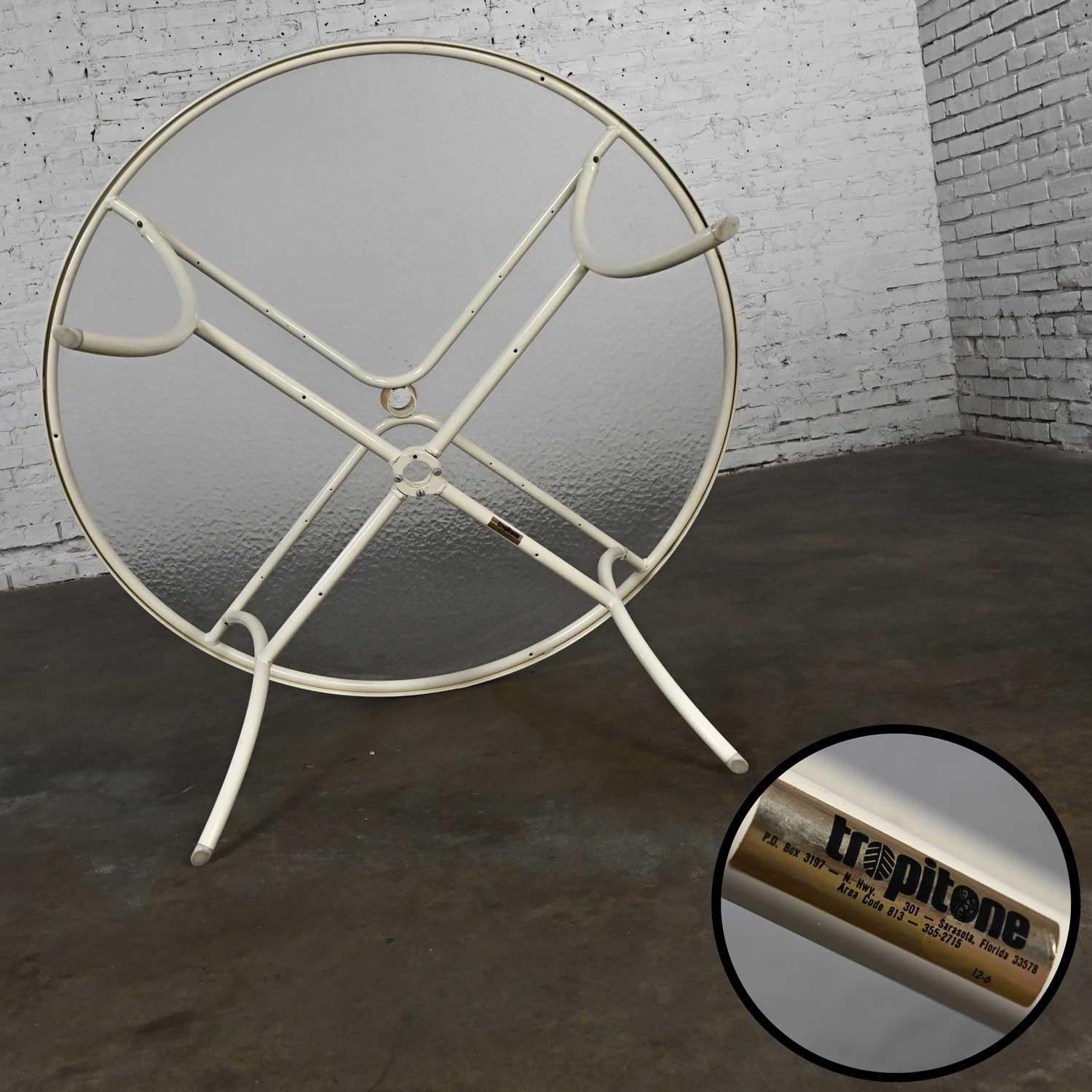 Metal Mid-20th Century MCM Tropitone Outdoor Table w/ Curved Legs & Round Acrylic Top