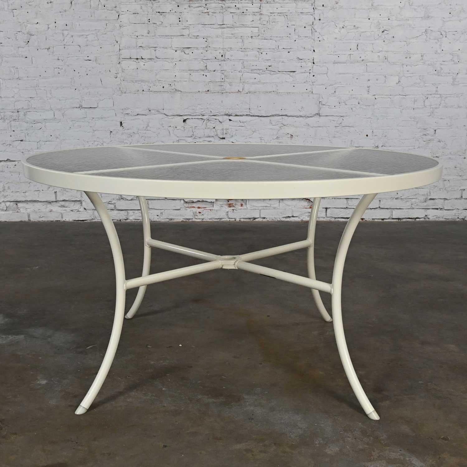 Mid-20th Century MCM Tropitone Outdoor Table w/ Curved Legs & Round Acrylic Top 1
