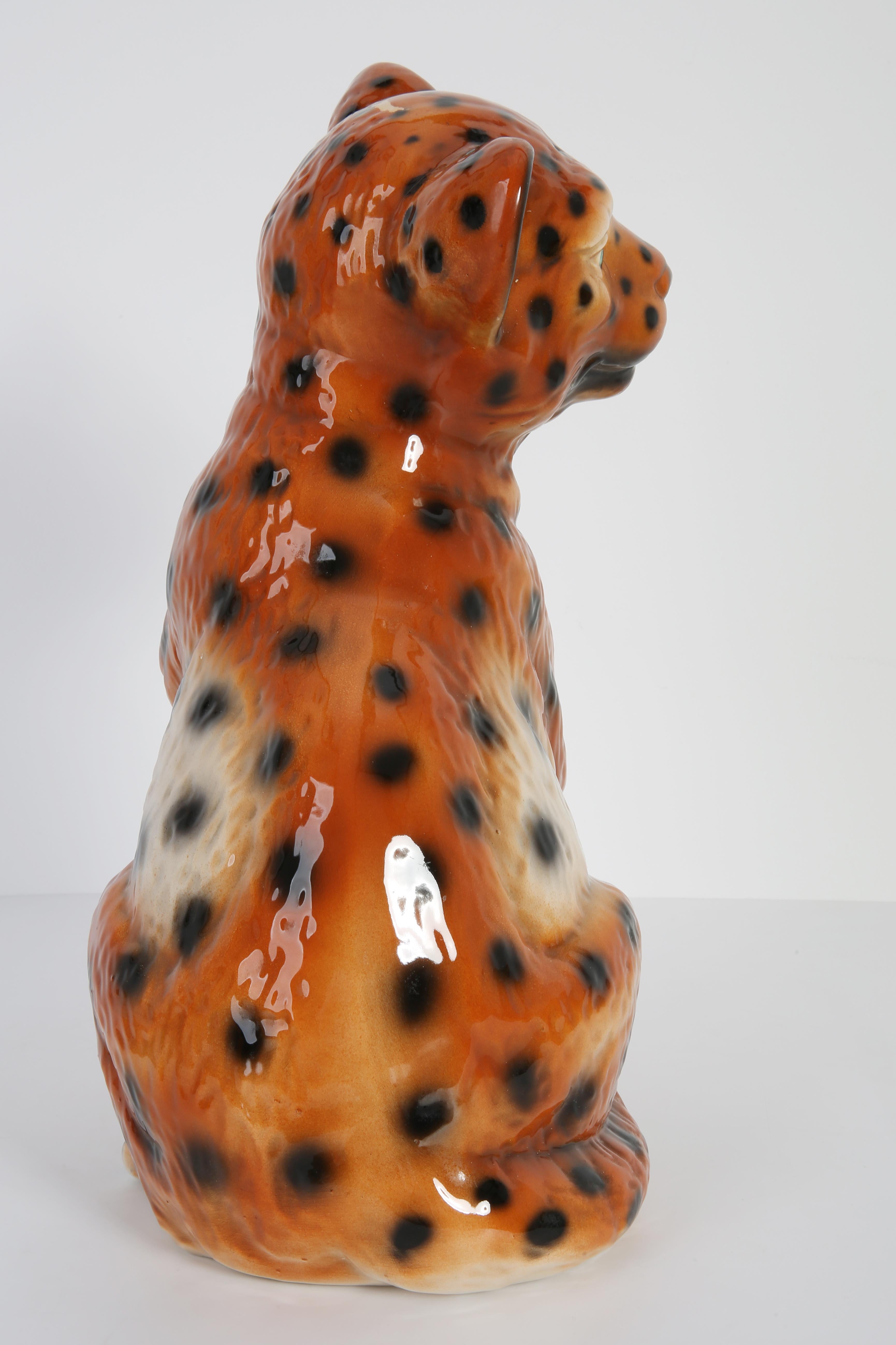 Mid 20th Century Medium Ceramic Leopard Decorative Sculpture, Italy, 1960s For Sale 4