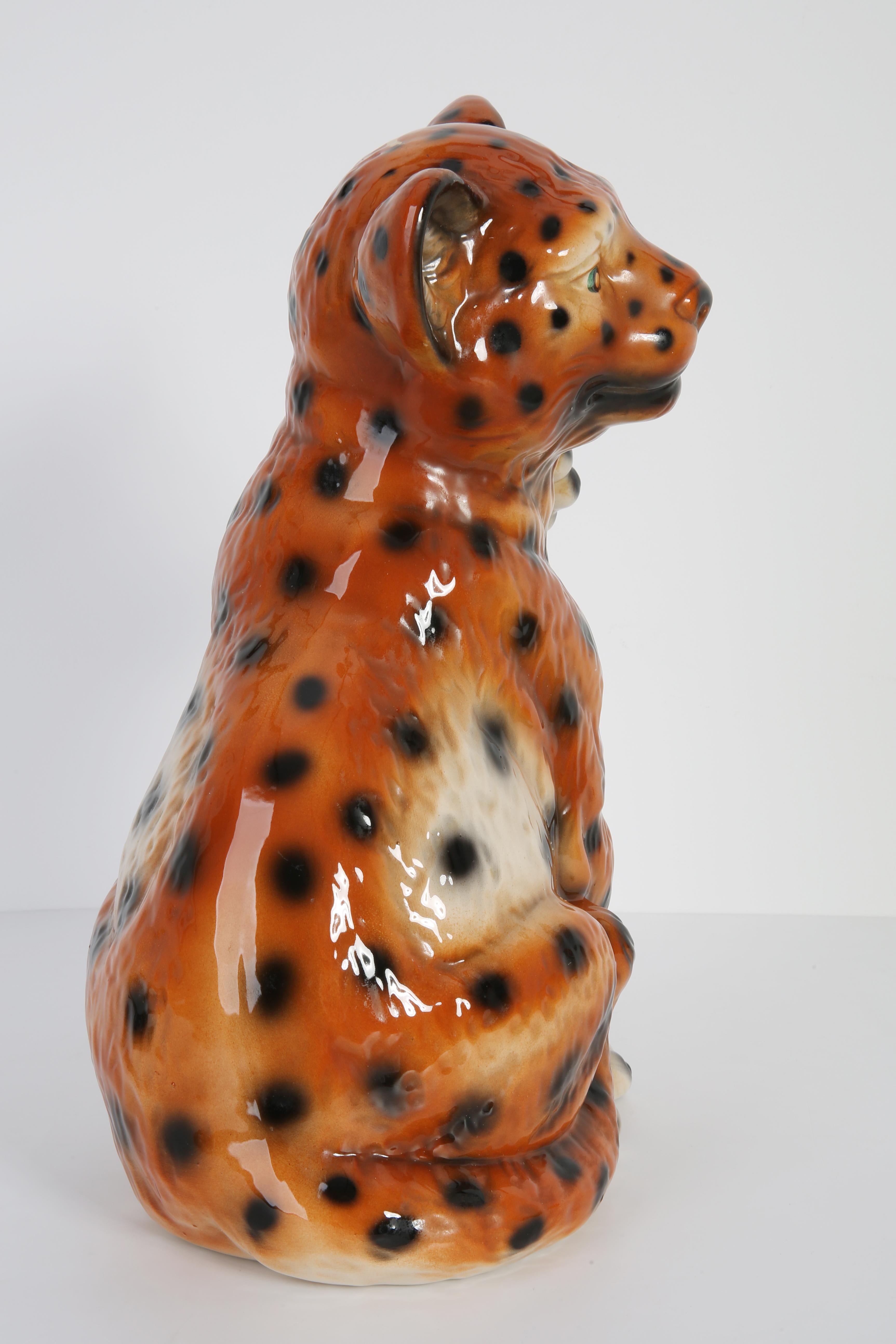 Mid 20th Century Medium Ceramic Leopard Decorative Sculpture, Italy, 1960s For Sale 5