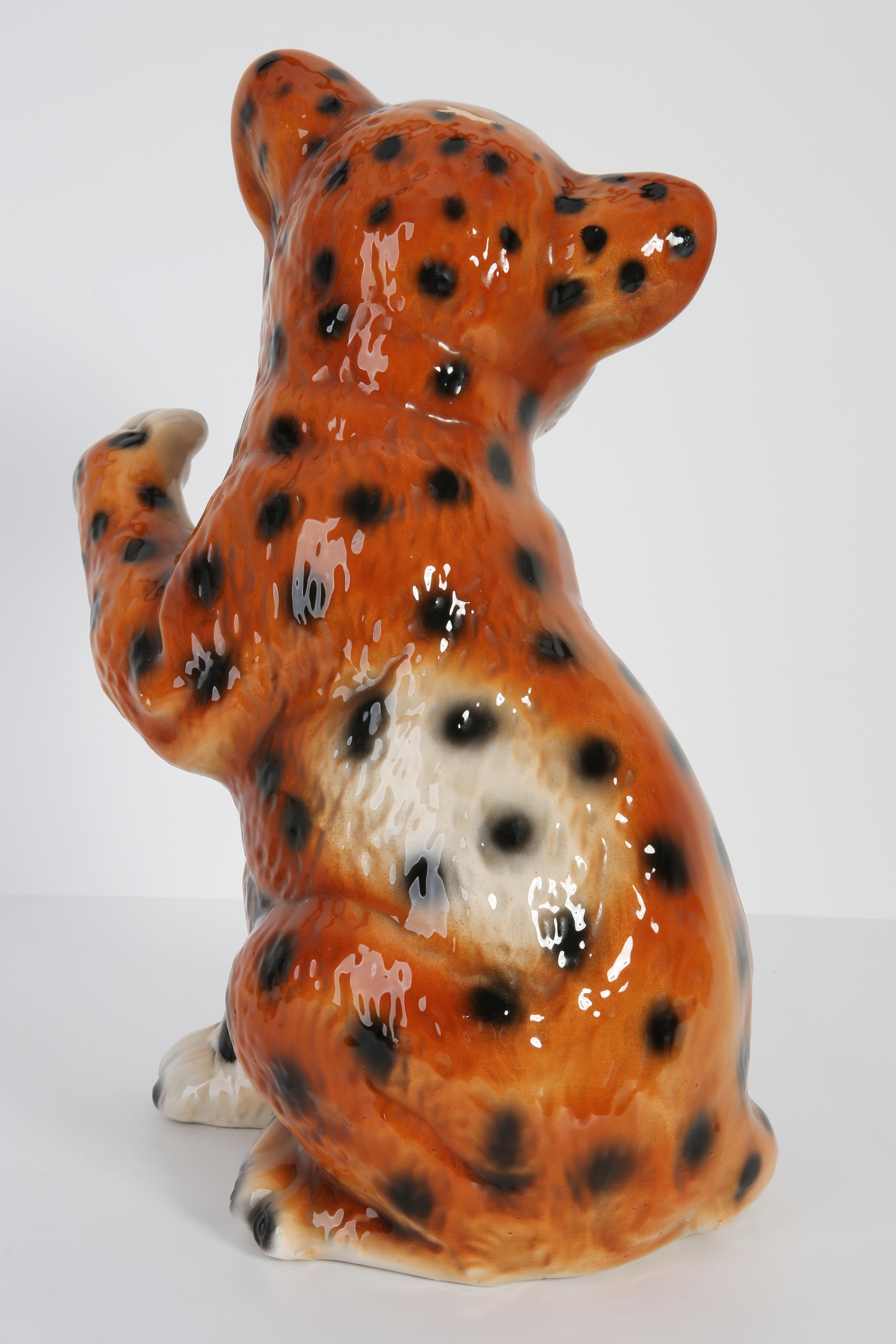 Mittlere Keramik-Leoparden-Deko-Skulptur, Italien, 1960er Jahre im Angebot 2