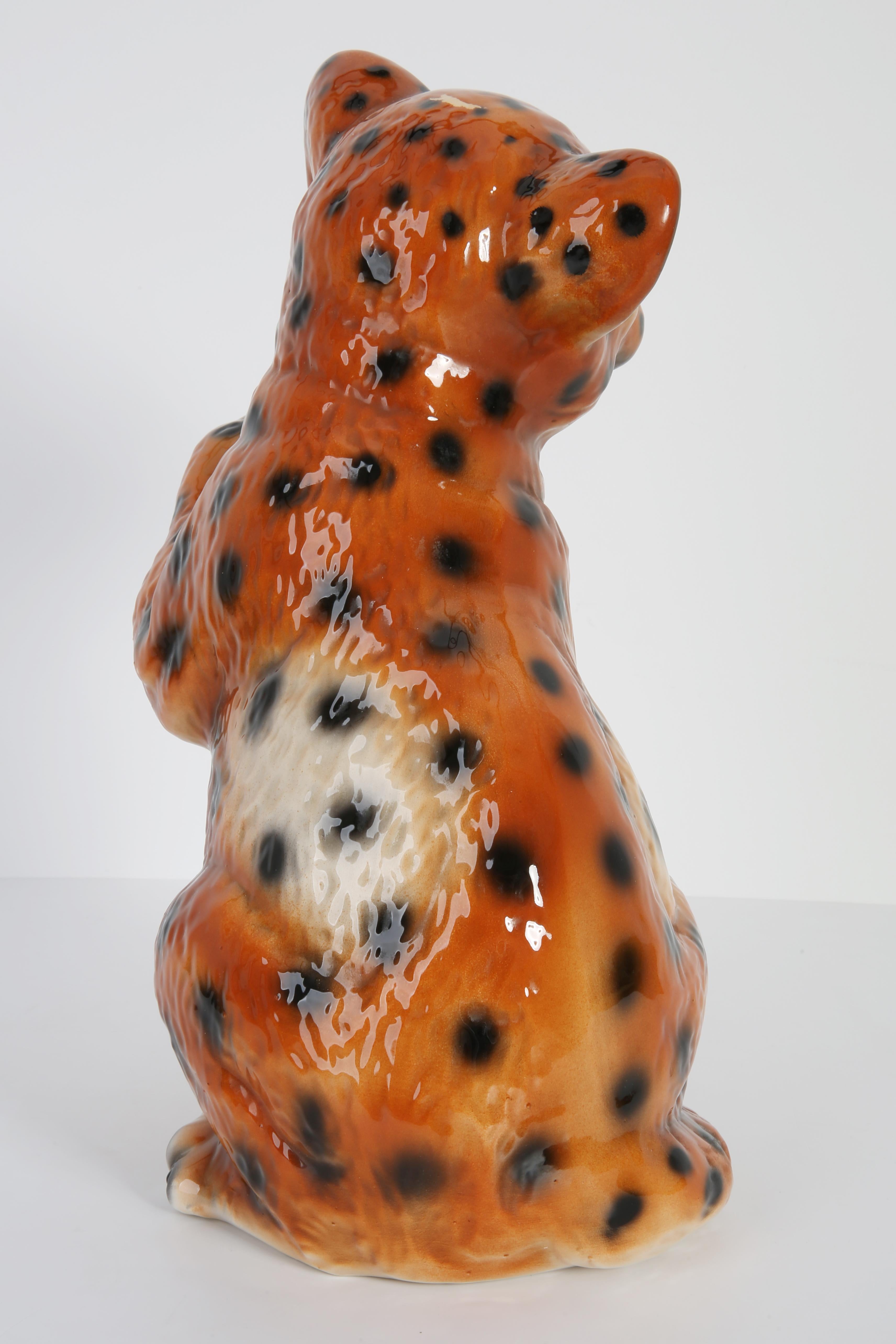 Mid 20th Century Medium Ceramic Leopard Decorative Sculpture, Italy, 1960s For Sale 3