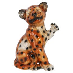 Mittlere Keramik-Leoparden-Deko-Skulptur, Italien, 1960er Jahre
