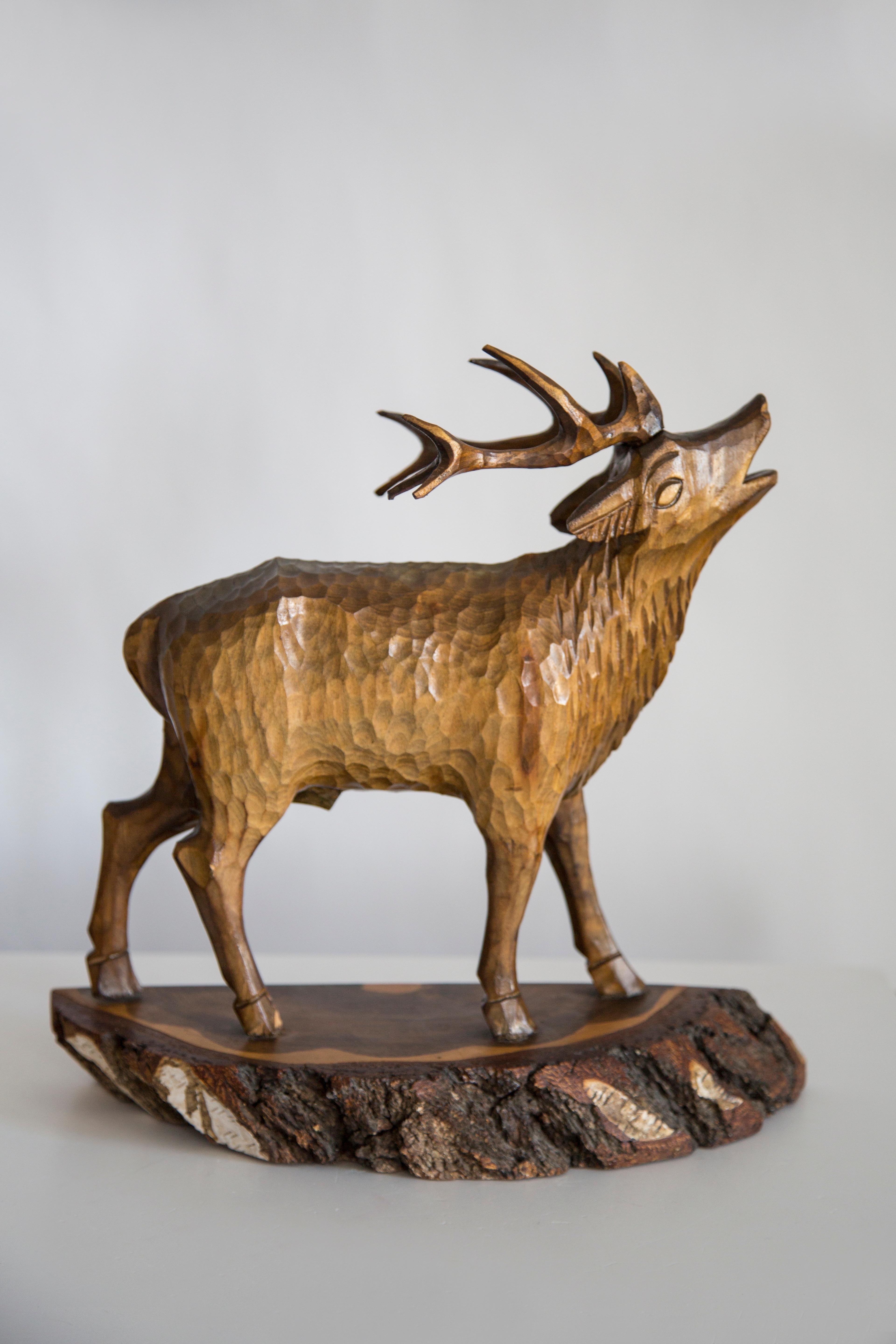 Ceramic Mid-20th Century Medium Deep Wood Sculpture, Europe, Poland, 1960s For Sale