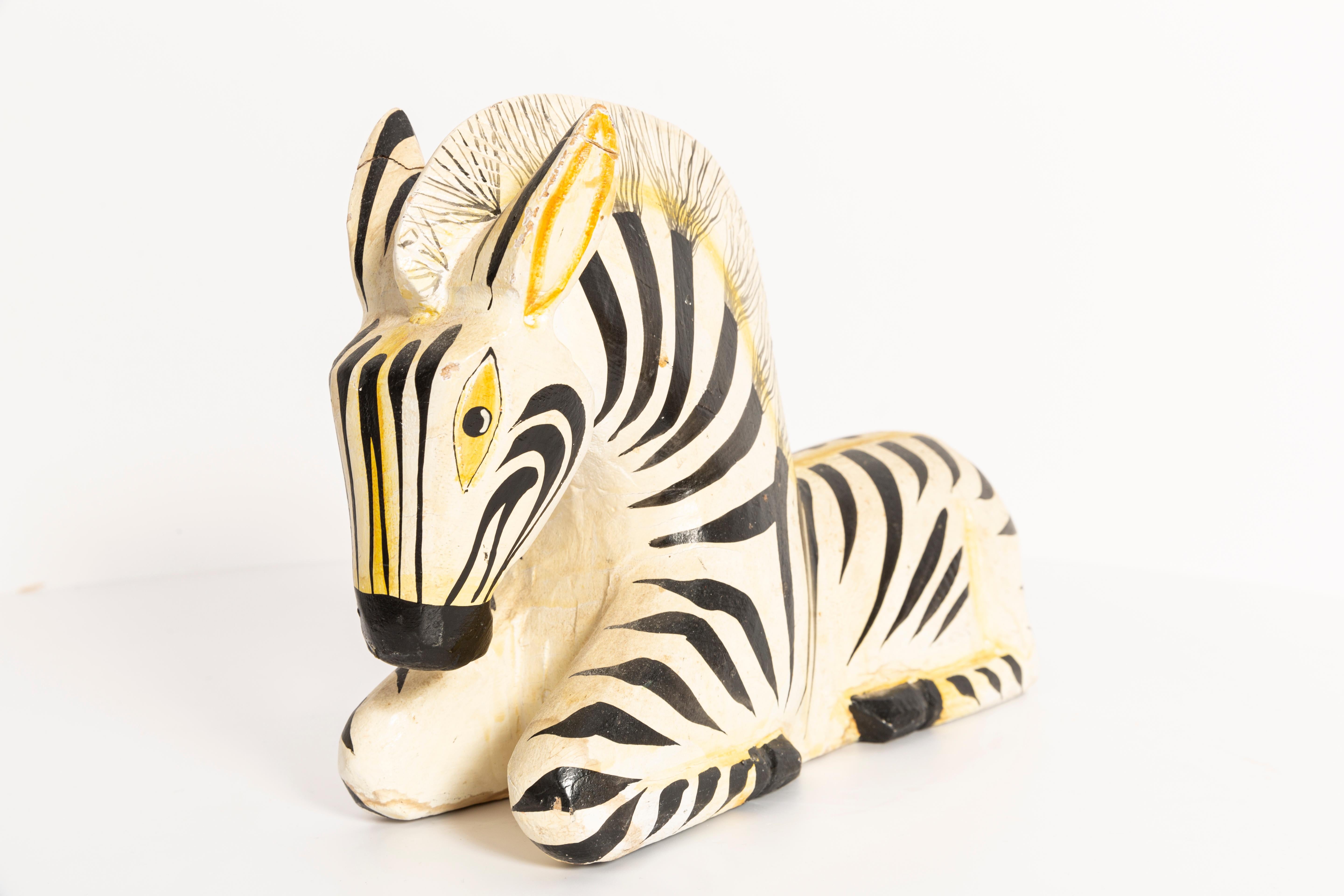 Ceramic Mid-20th Century Medium Zebra Gypsum Sculpture, France, 1960s