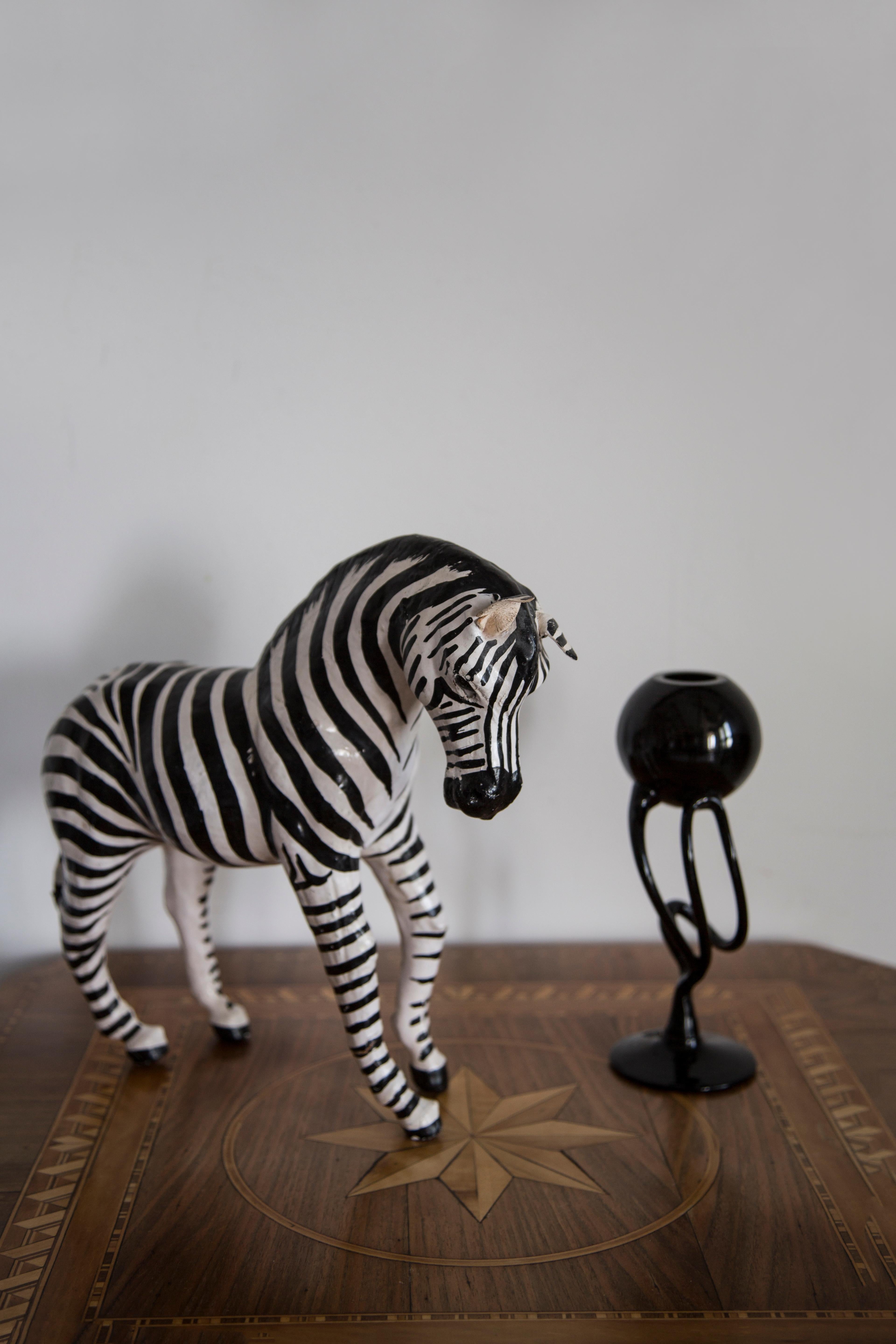 Ceramic Mid-20th Century Medium Zebra Gypsum Sculpture, France, 1960s For Sale